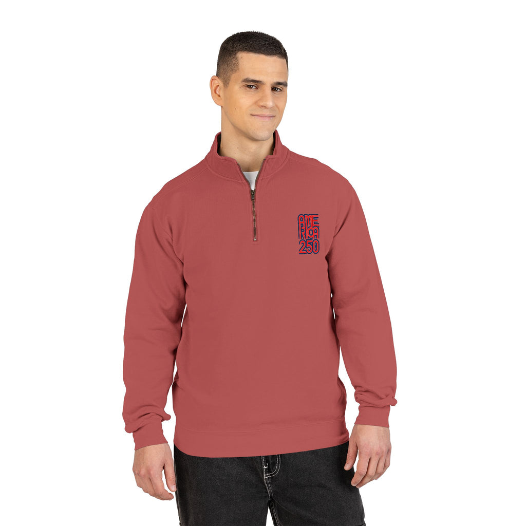 Quarter-Zip Sweatshirt — American Flag '250' Chest Logo