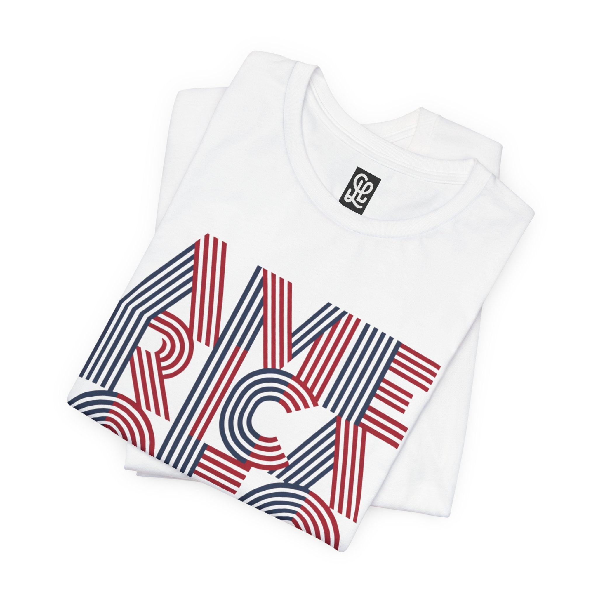 America 250 Tee | Patriotic Red Blue Striped Typography
