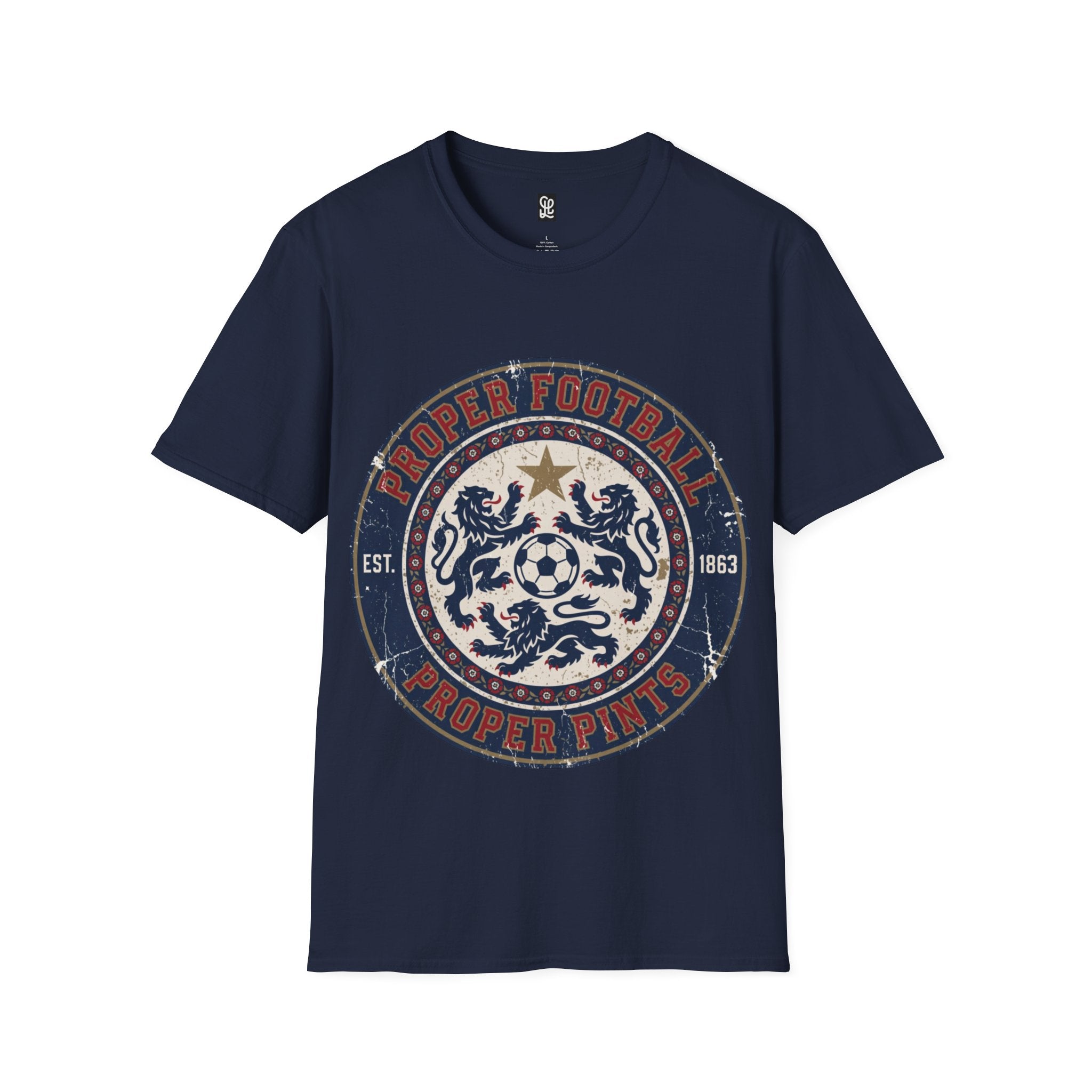 FIFA World Cup 2026 Proper Football Soccer Graphic Tee — oryggy Vintage Crest Shirt navy variant
