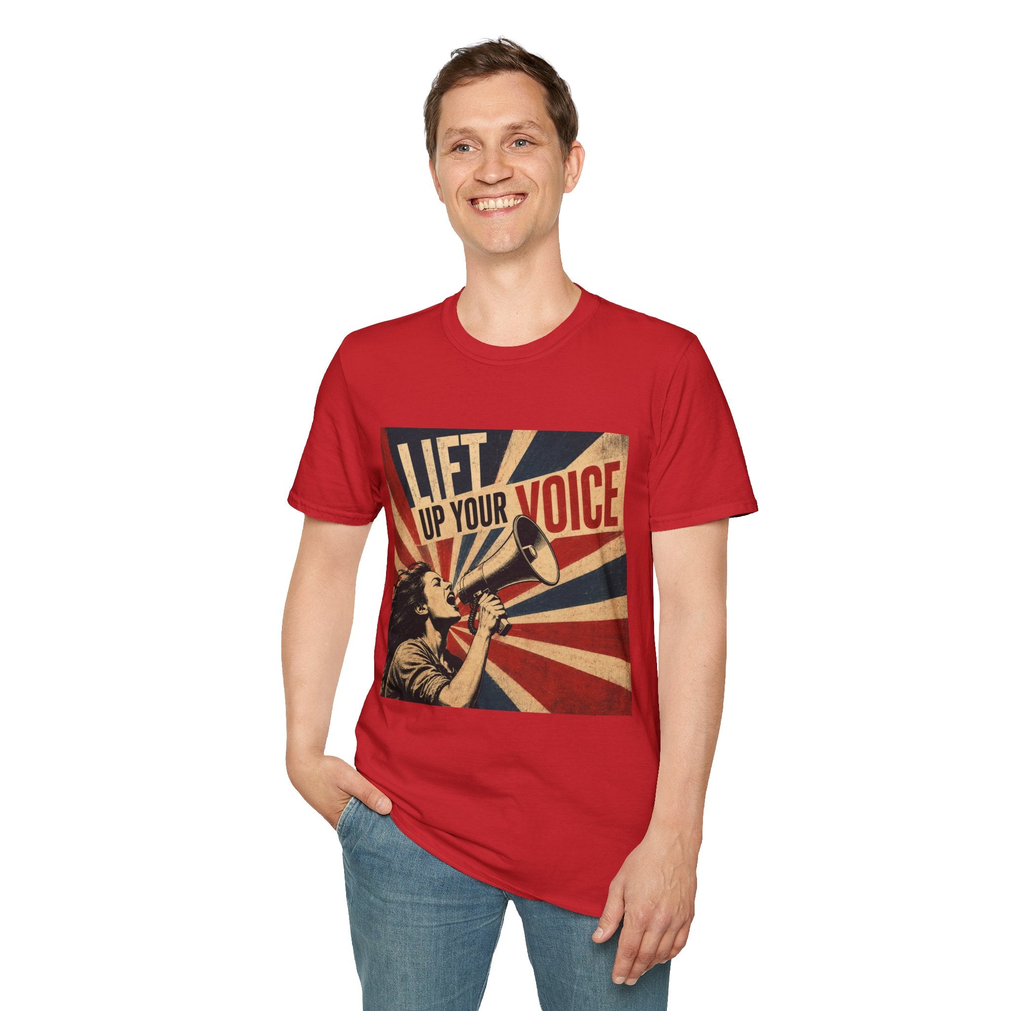 oryggy Originals Summer line Lift Up Your Voice T-Shirt — Retro Megaphone Protest Tee