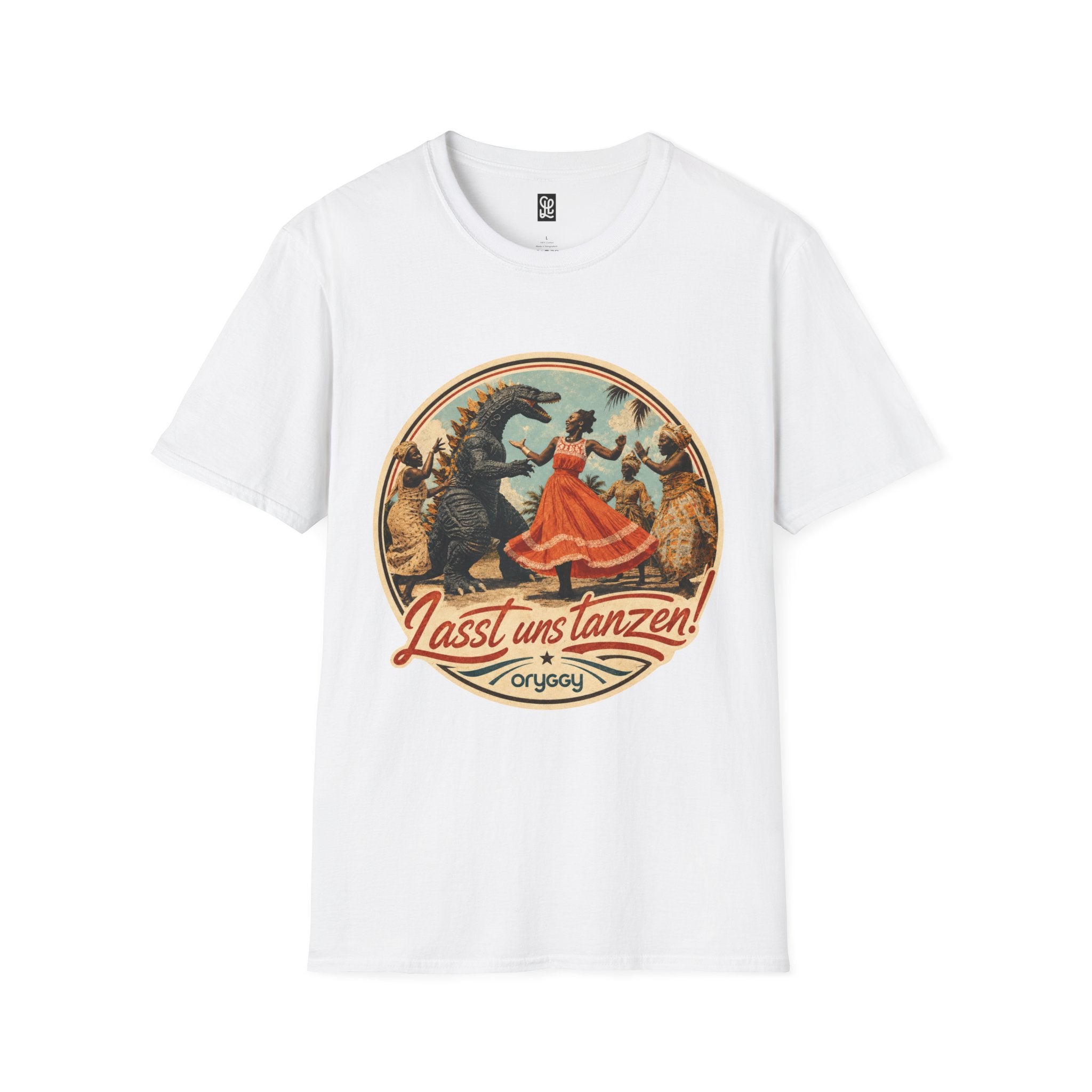 oryggy Originals Summer line Retro Dance Godzilla T-Shirt — Vintage 'Lasst uns tanzen' Graphic