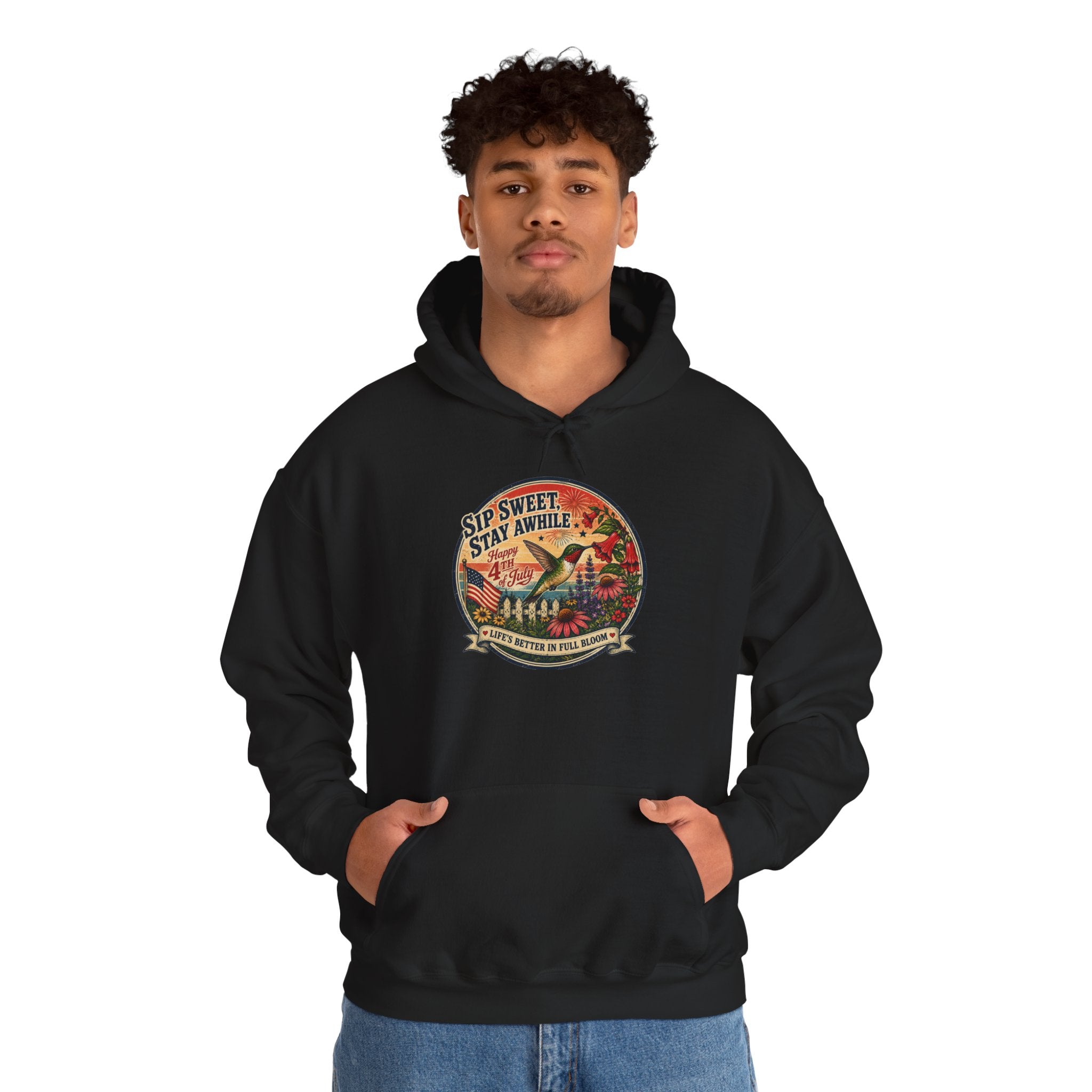 oryggy - america-250-unisex-heavy-blend™-hooded-sweatshirt-hummingbird-tee - Vintage Patriotic Apparel
