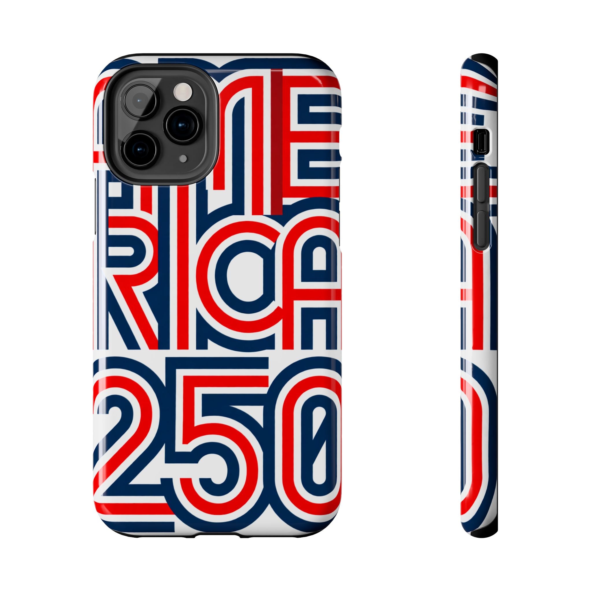 Patriotic 'America 250' Tough Phone Case – Red, White & Blue Retro Typography