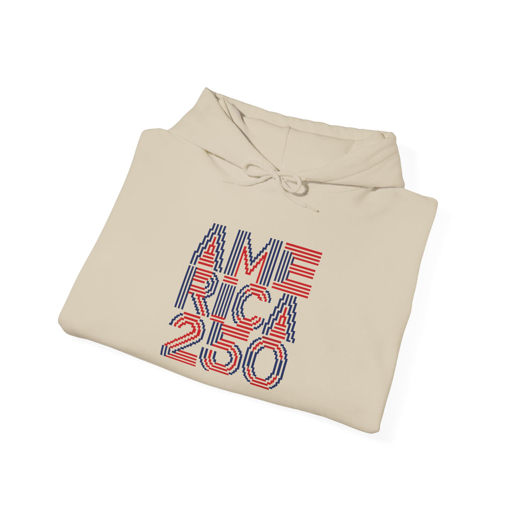 America 250 / USA 2026 Retro Stripe Hoodie — Patriotic 4th of July Anniversary Sweatshirt