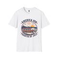 America 250 Fourth of July Personalized T-Shirt — Patriotic Fireworks Sunset Tee