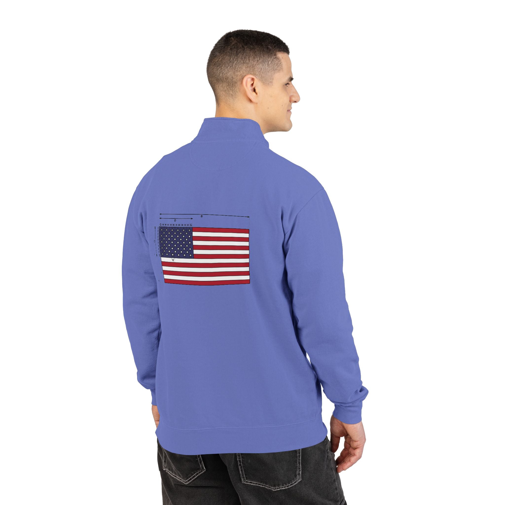 Quarter-Zip Sweatshirt — American Flag '250' Chest Logo
