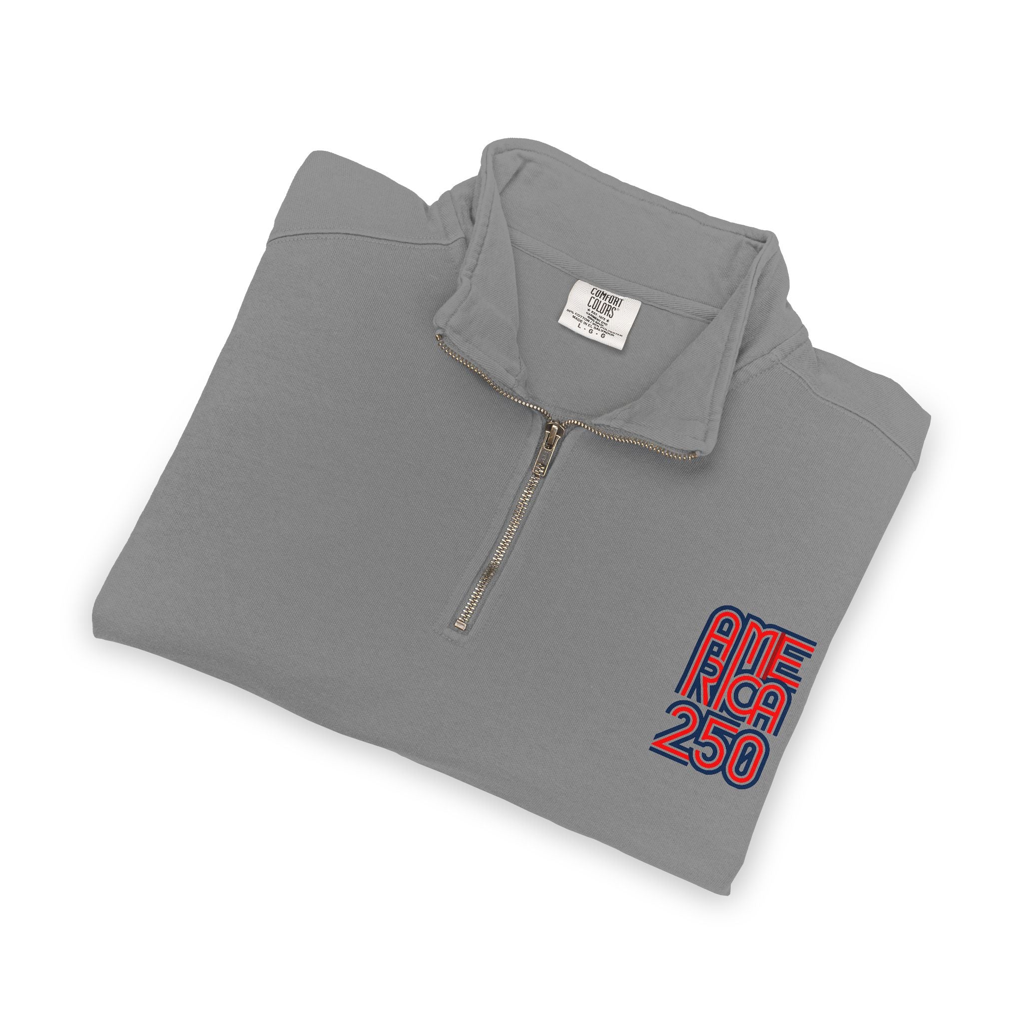 Quarter-Zip Sweatshirt — American Flag '250' Chest Logo