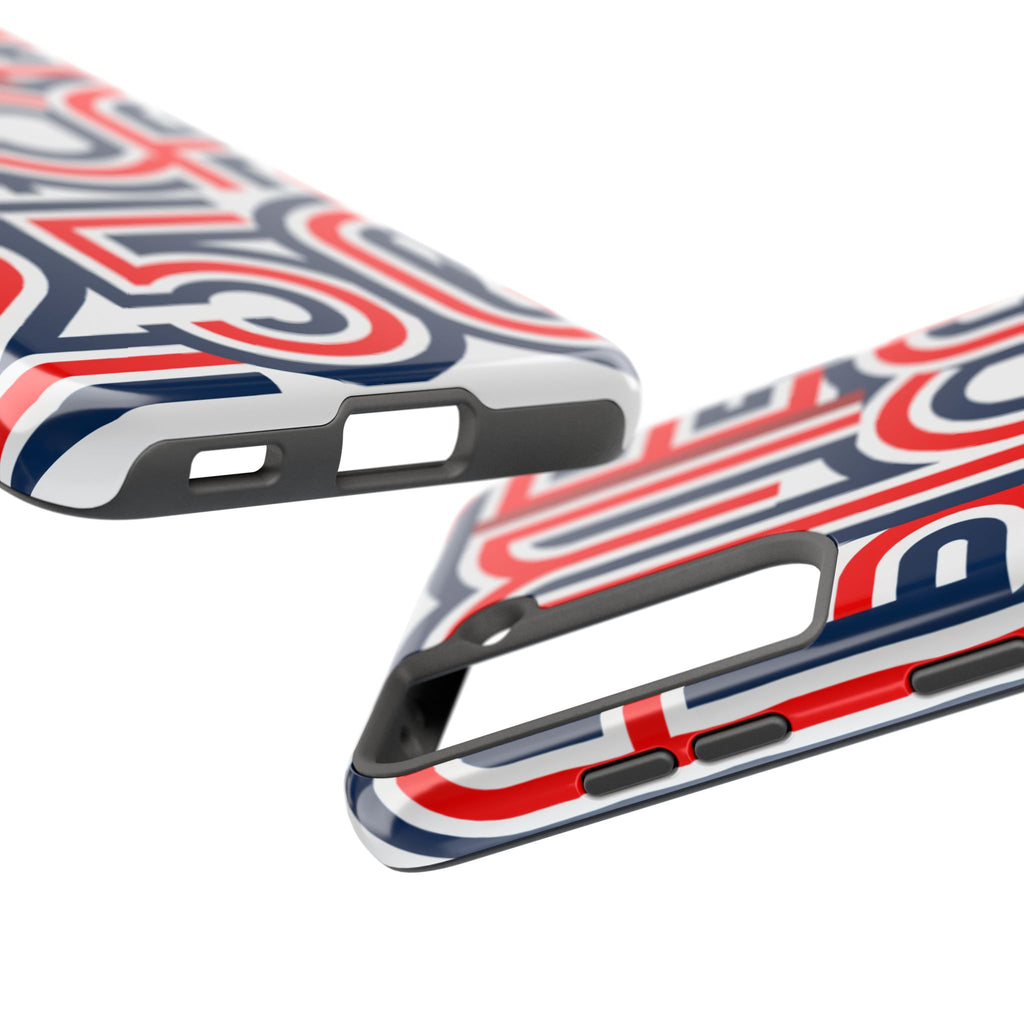 Patriotic 'America 250' Tough Phone Case – Red, White & Blue Retro Typography