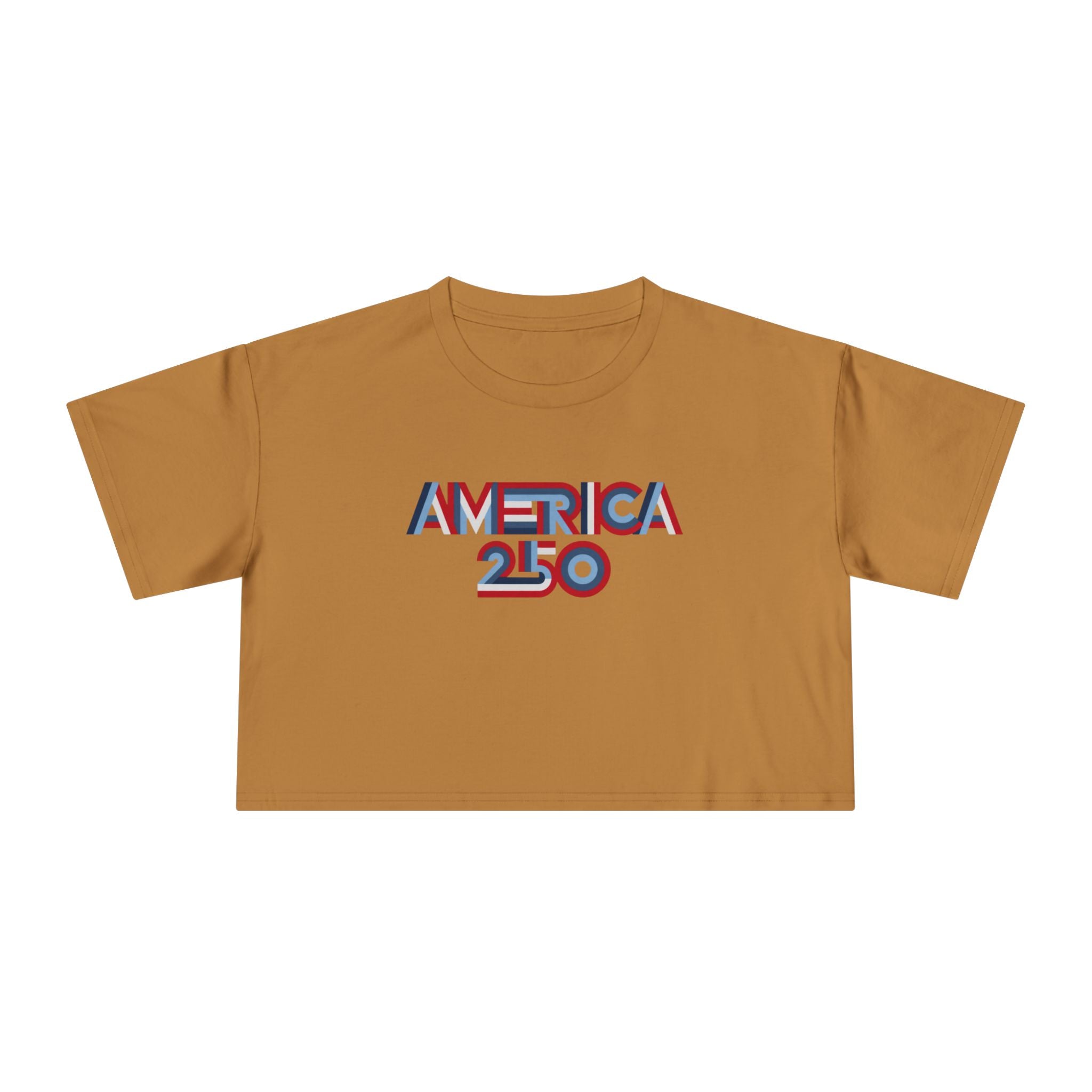 America 250 Crop Tee — Patriotic 3D Red & Blue Graphic