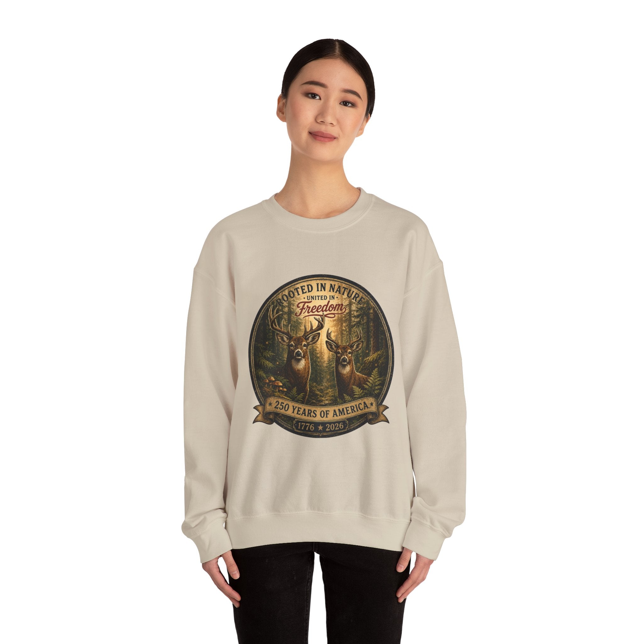 oryggy - america-250-unisex-heavy-blend™-crewneck-sweatshirt-rooted-in-nature - Vintage Patriotic Apparel