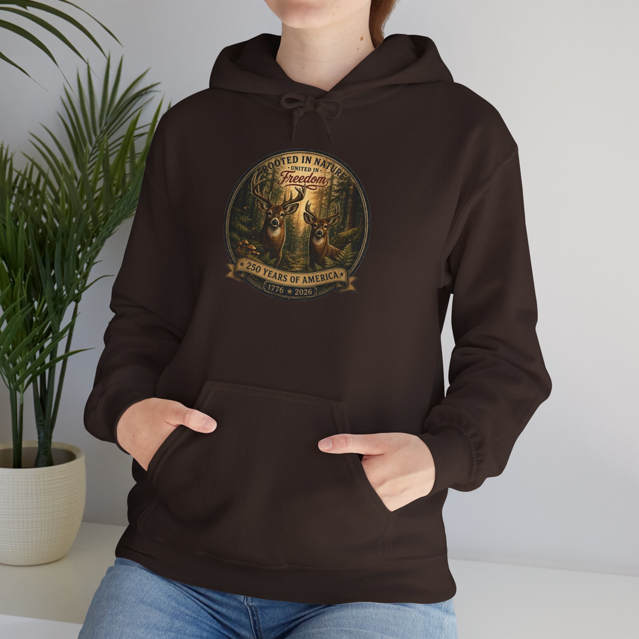 oryggy - america-250-unisex-heavy-blend™-hooded-sweatshirt-rooted-in-nature - Vintage Patriotic Apparel