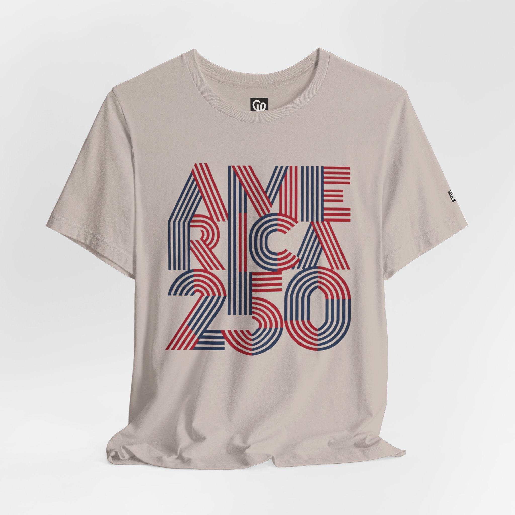 America 250 Tee | Patriotic Red Blue Striped Typography