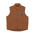 America 250 Embroidered Workwear Duck Cloth Vest — Durable Brown Utility Vest with Logo Patch