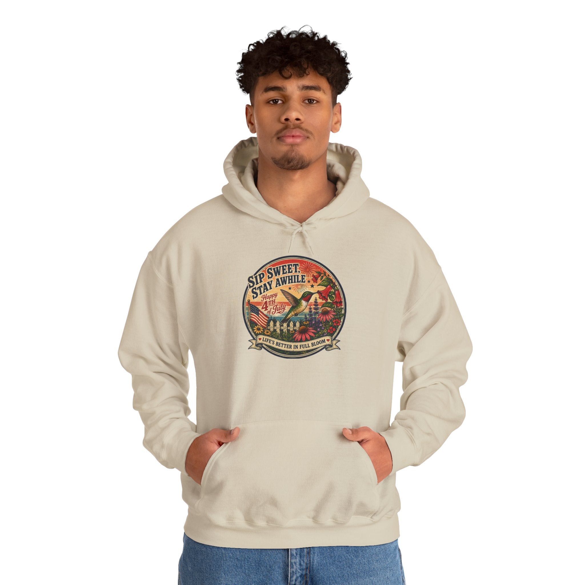 oryggy - america-250-unisex-heavy-blend™-hooded-sweatshirt-hummingbird-tee - Vintage Patriotic Apparel