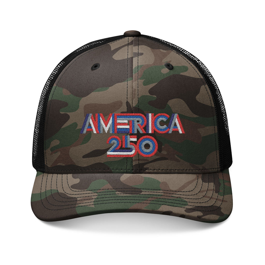 America 250 Embroidered Camo Trucker Hat