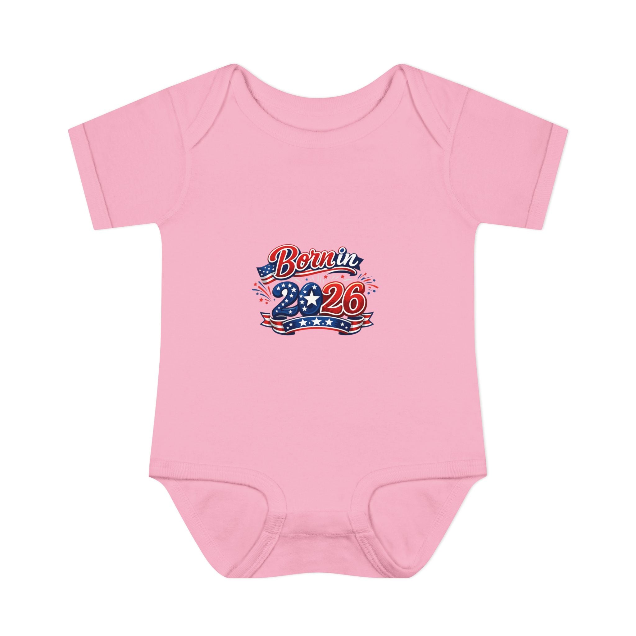 America 250 Personalized Baby Bodysuit - 'Born in 2026' Patriotic Infant One-Piece (Custom Back Text)