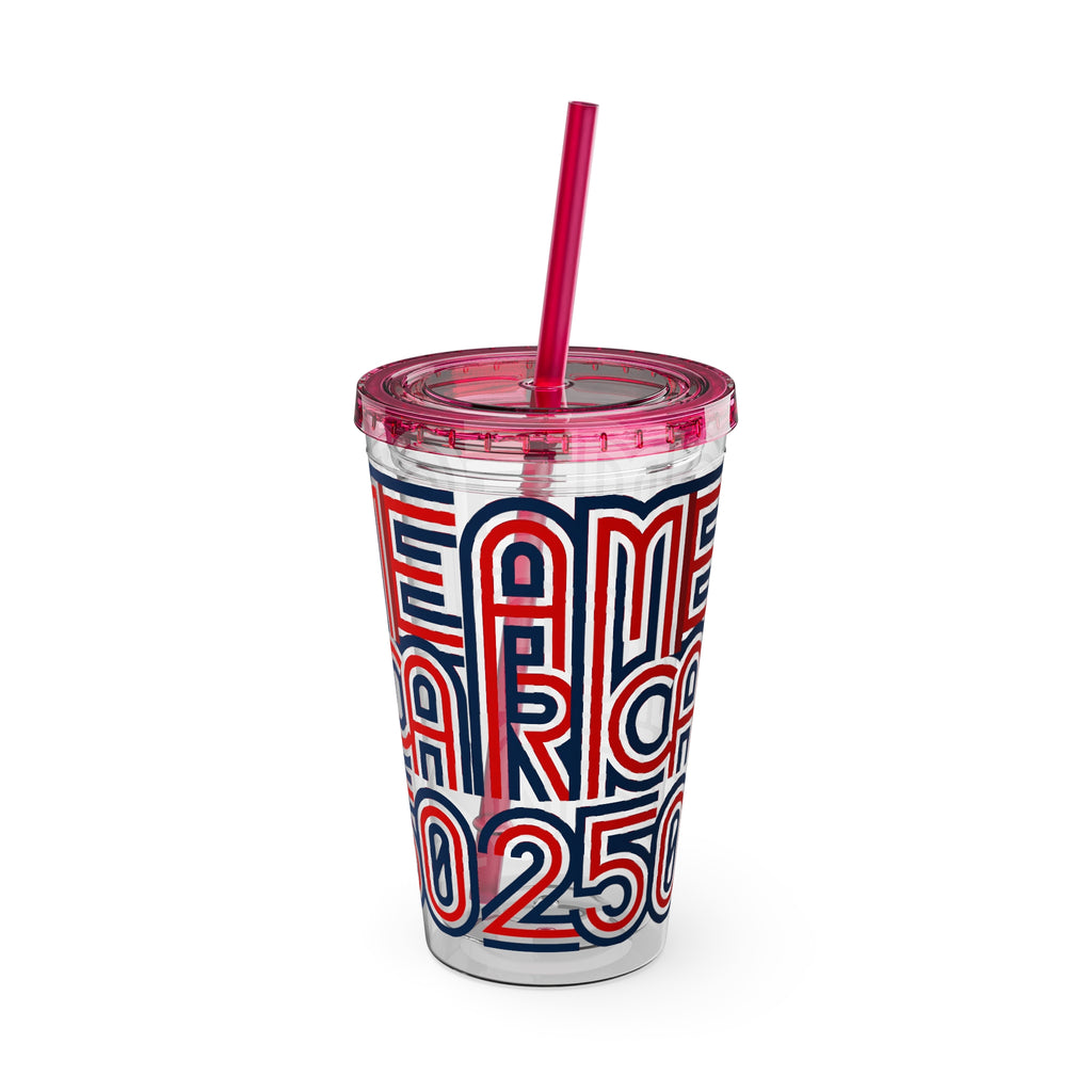 America 250 Tumbler | Patriotic Red White Blue Straw Cup