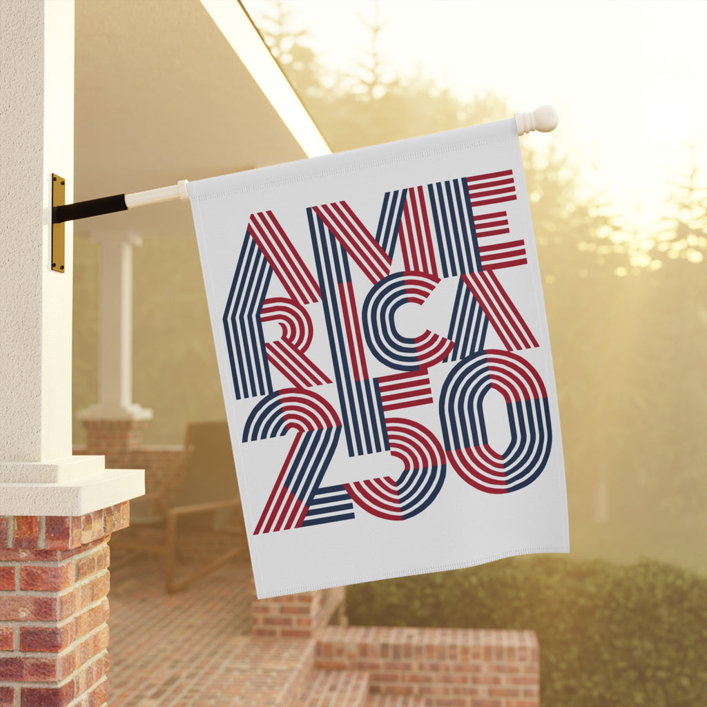 America 250 Garden & House Banner | Patriotic Flag Stripe Design