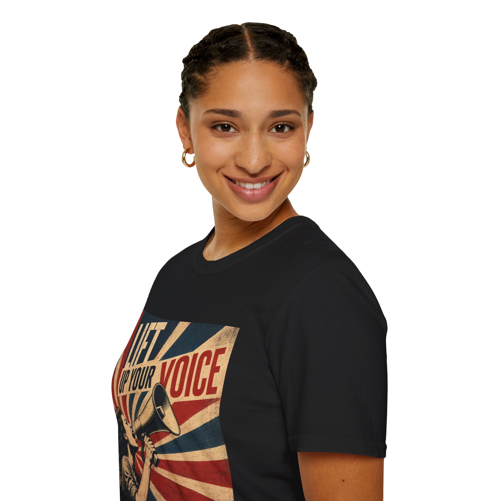 oryggy Originals Summer line Lift Up Your Voice T-Shirt — Retro Megaphone Protest Tee