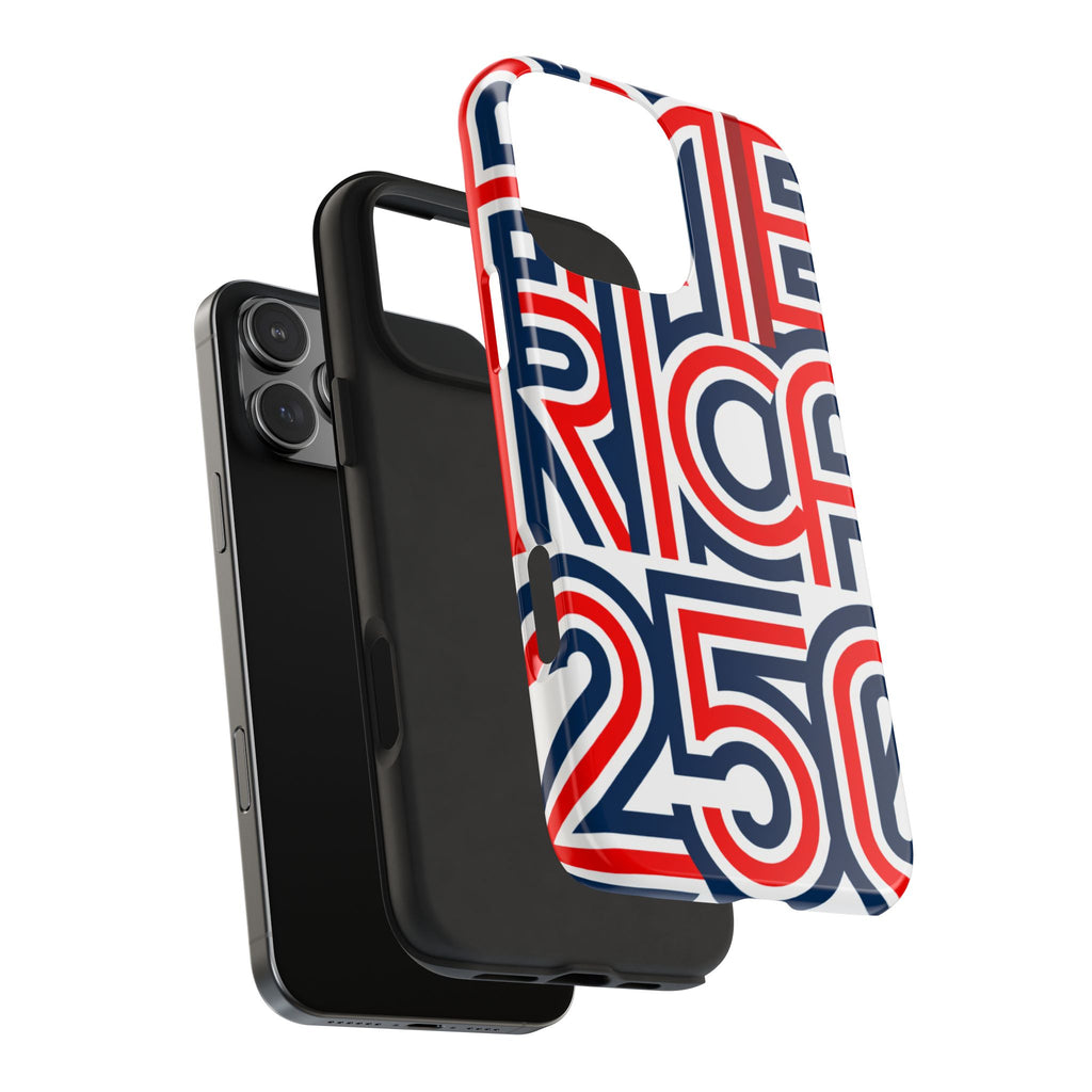 Patriotic 'America 250' Tough Phone Case – Red, White & Blue Retro Typography