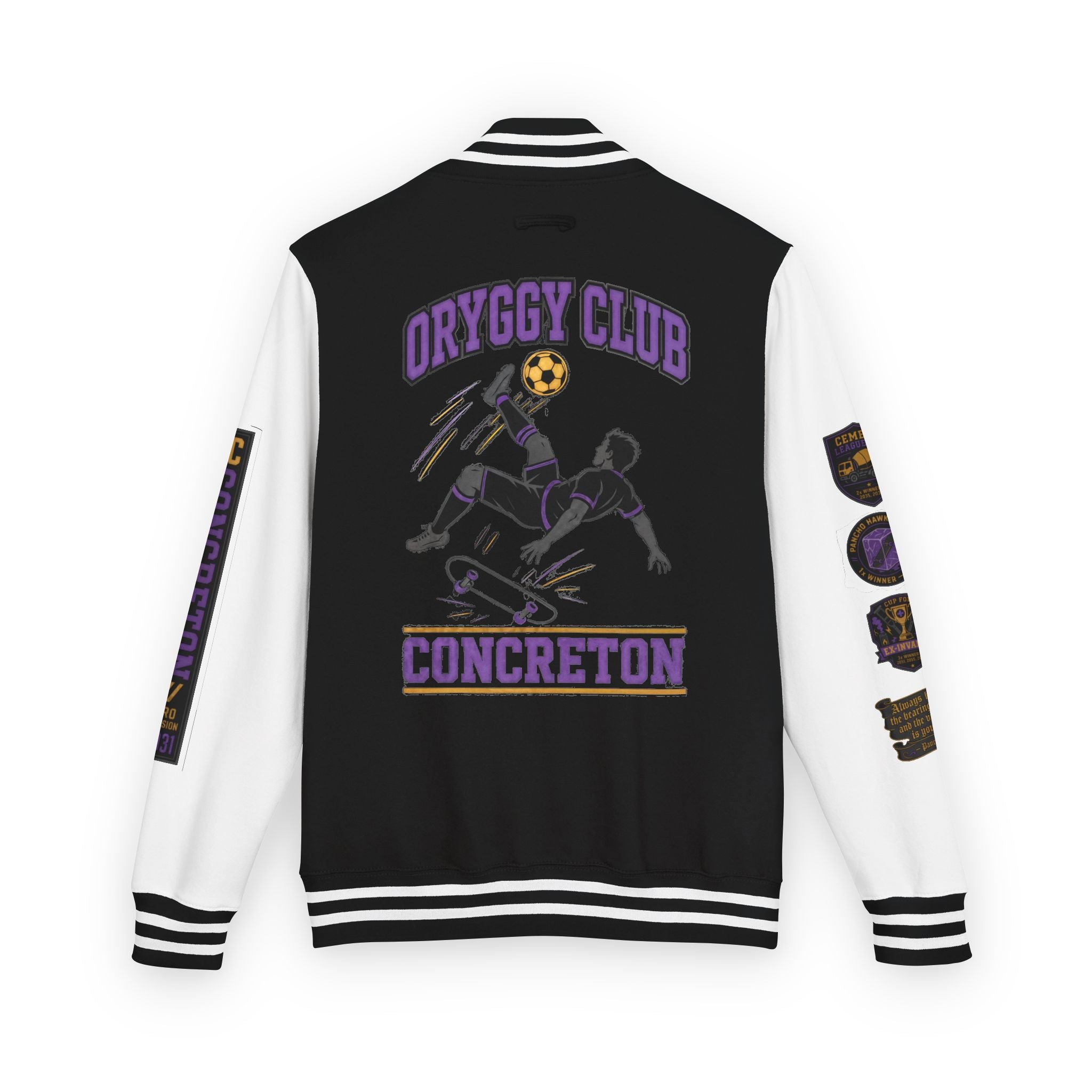 OC Concreton Varsity Jacket — Pancho Hawks "Cold Bearings" Distressed Edition