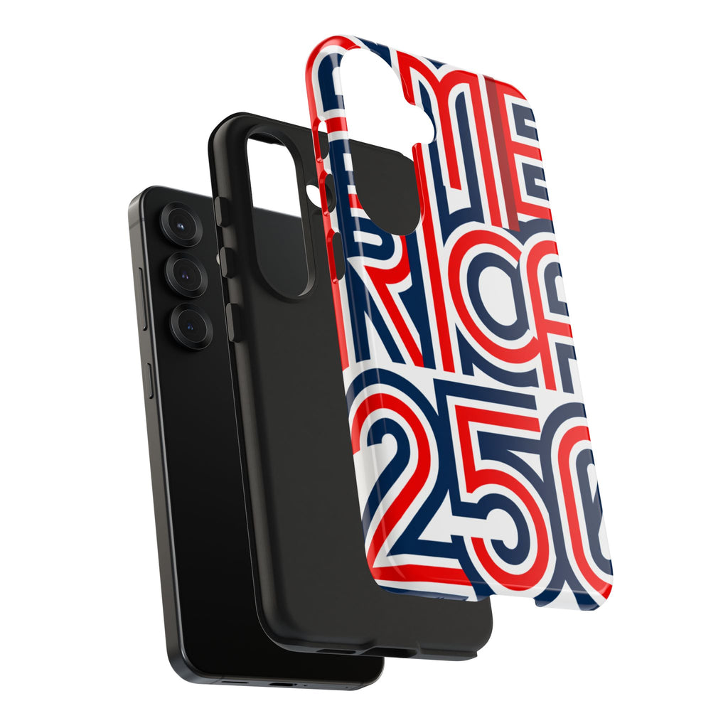 Patriotic 'America 250' Tough Phone Case – Red, White & Blue Retro Typography