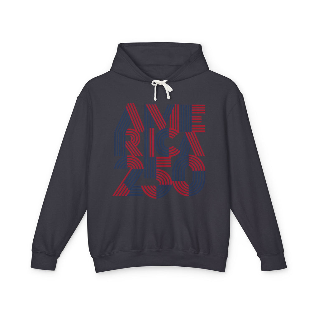 America 250 Hoodie — Retro Red & Blue Patriotic Anniversary Pullover