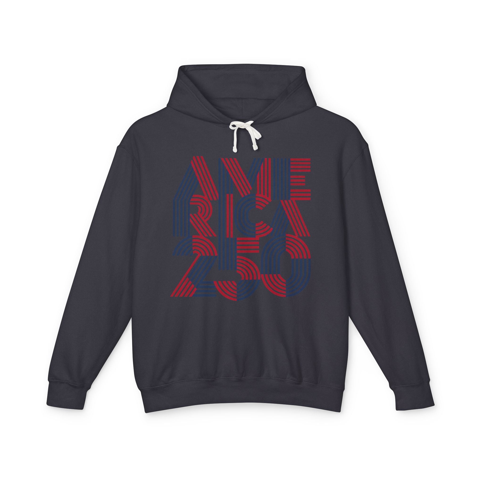 America 250 Hoodie — Retro Red & Blue Patriotic Anniversary Pullover