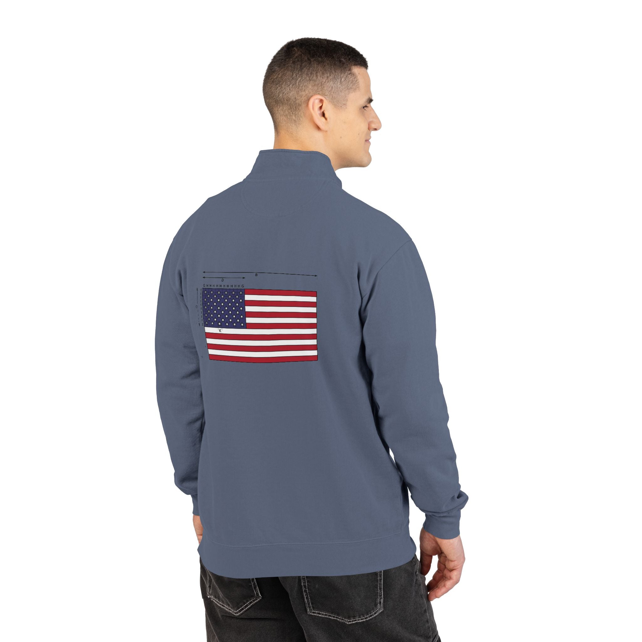 Quarter-Zip Sweatshirt — American Flag '250' Chest Logo