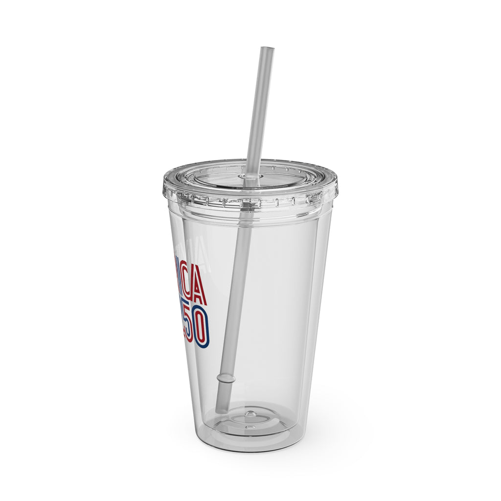 America 250 Tumbler | 16oz Clear Straw Cup