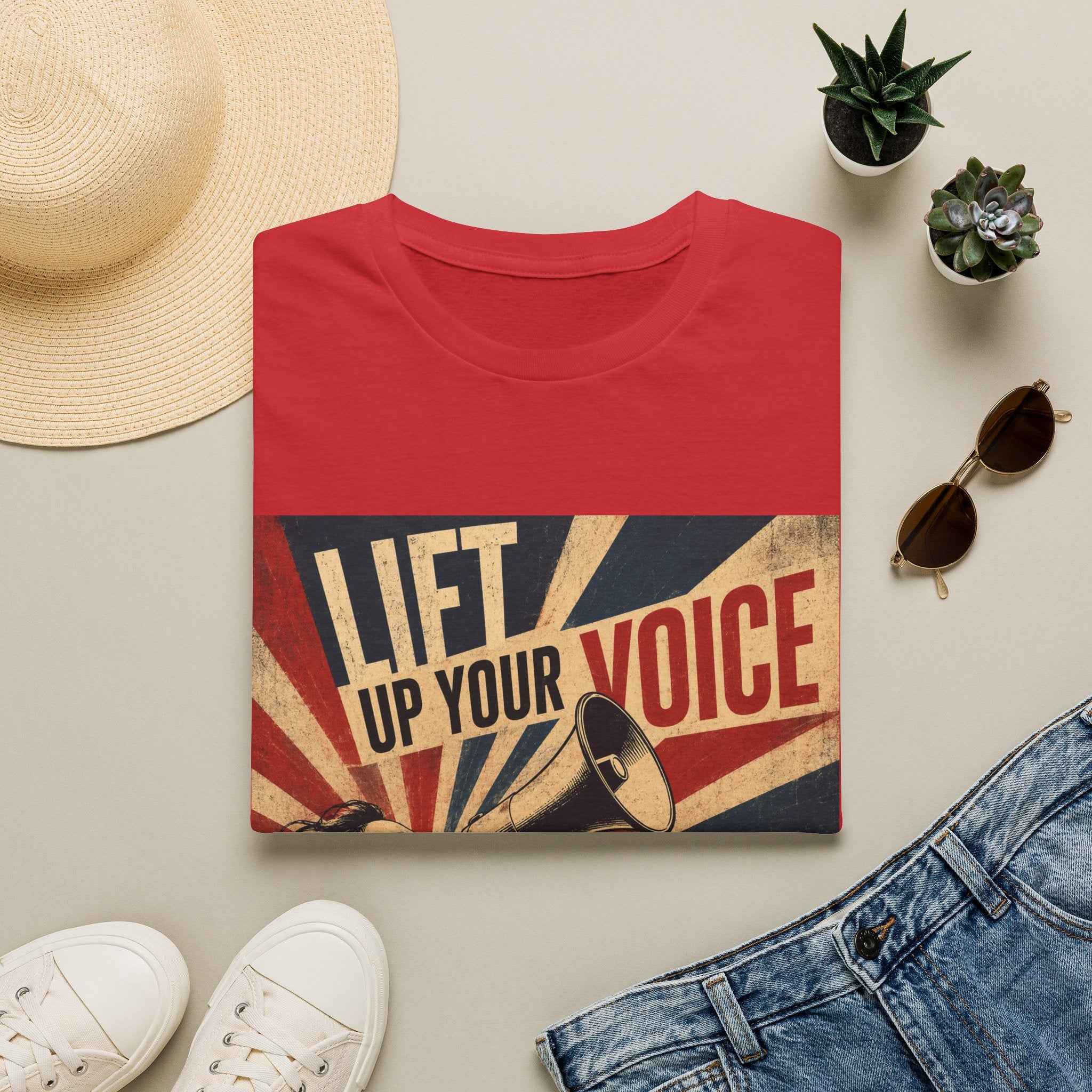 oryggy Originals Summer line Lift Up Your Voice T-Shirt — Retro Megaphone Protest Tee