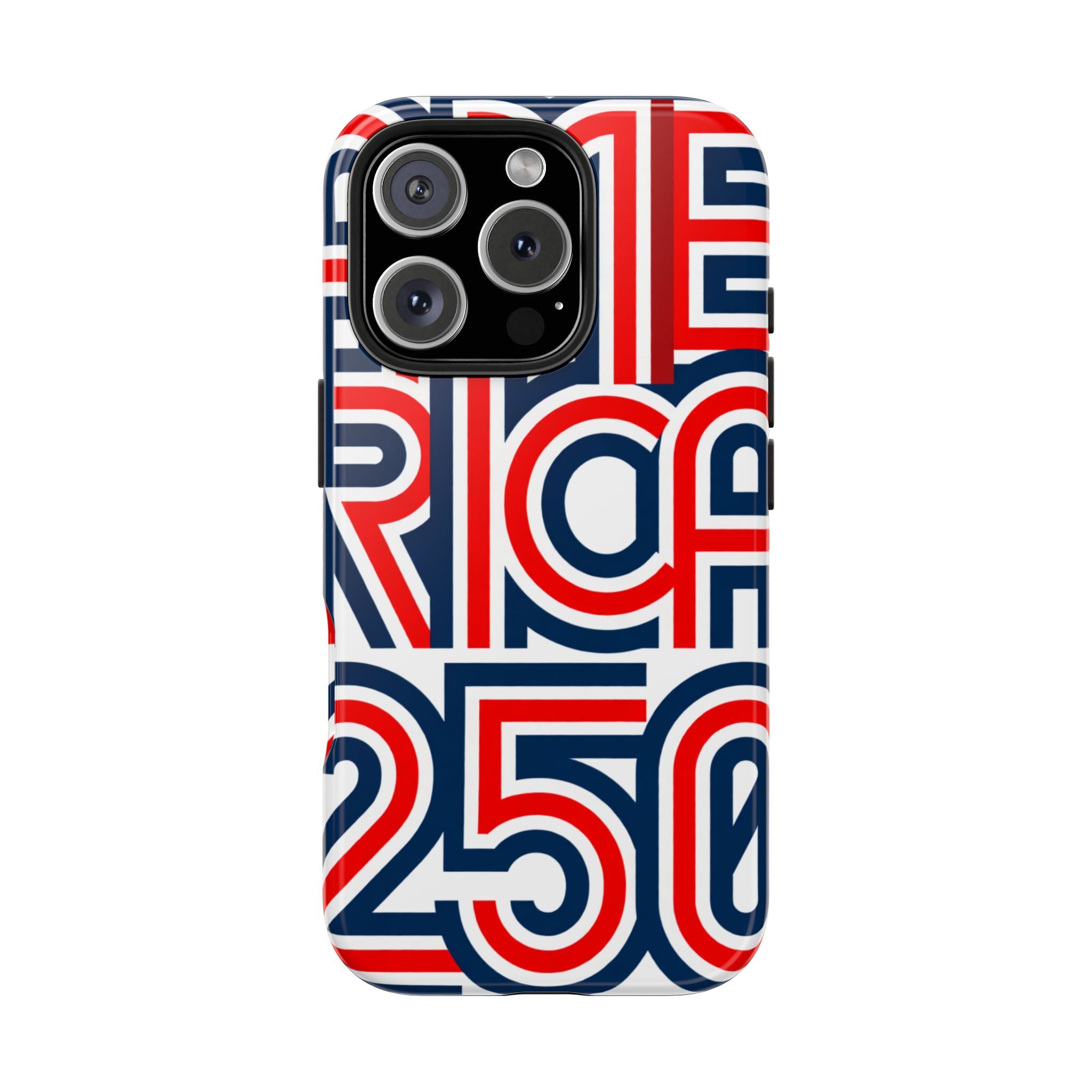 Patriotic 'America 250' Tough Phone Case – Red, White & Blue Retro Typography