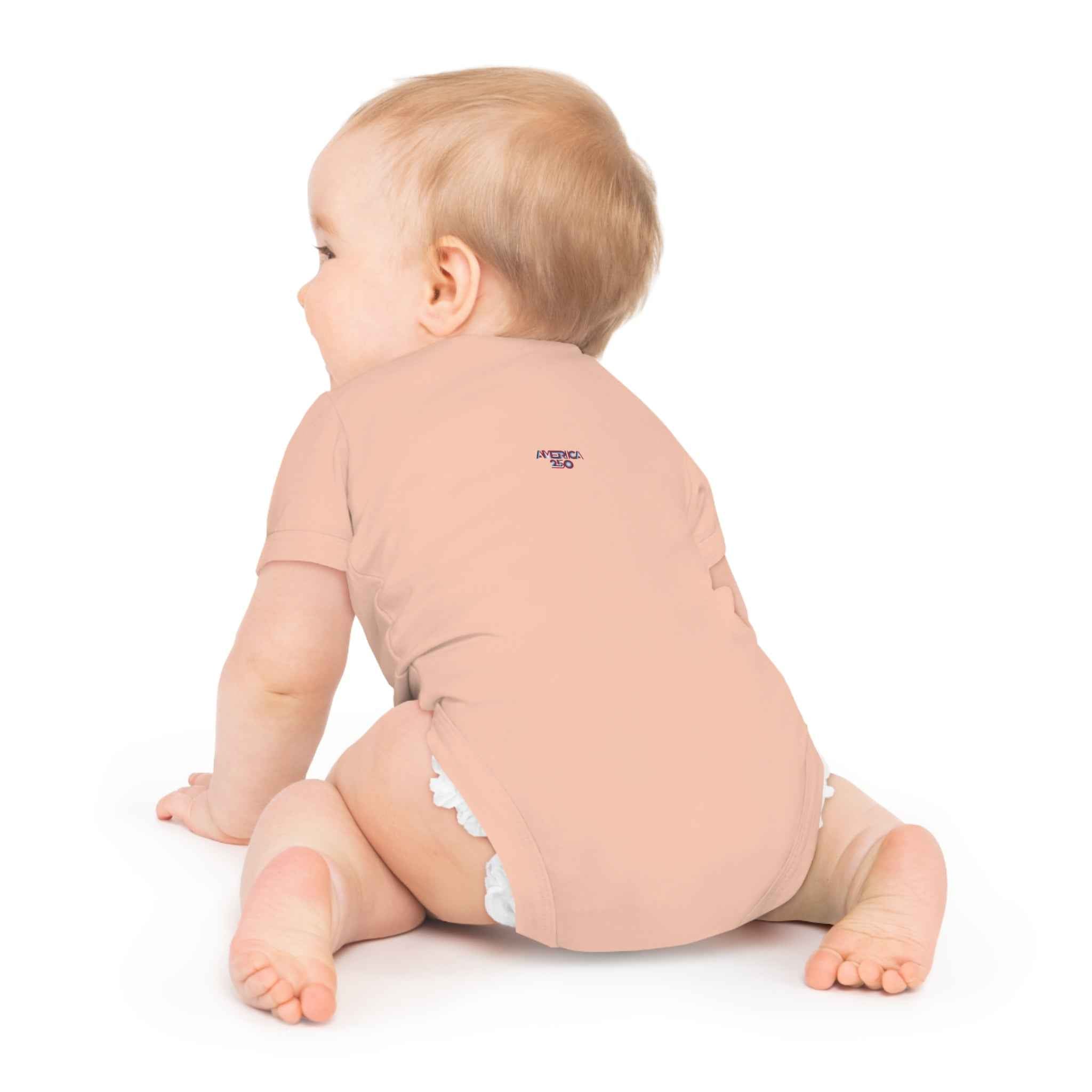 America 250 Baby Bodysuit — Retro Red & Blue Independence Day Onesie