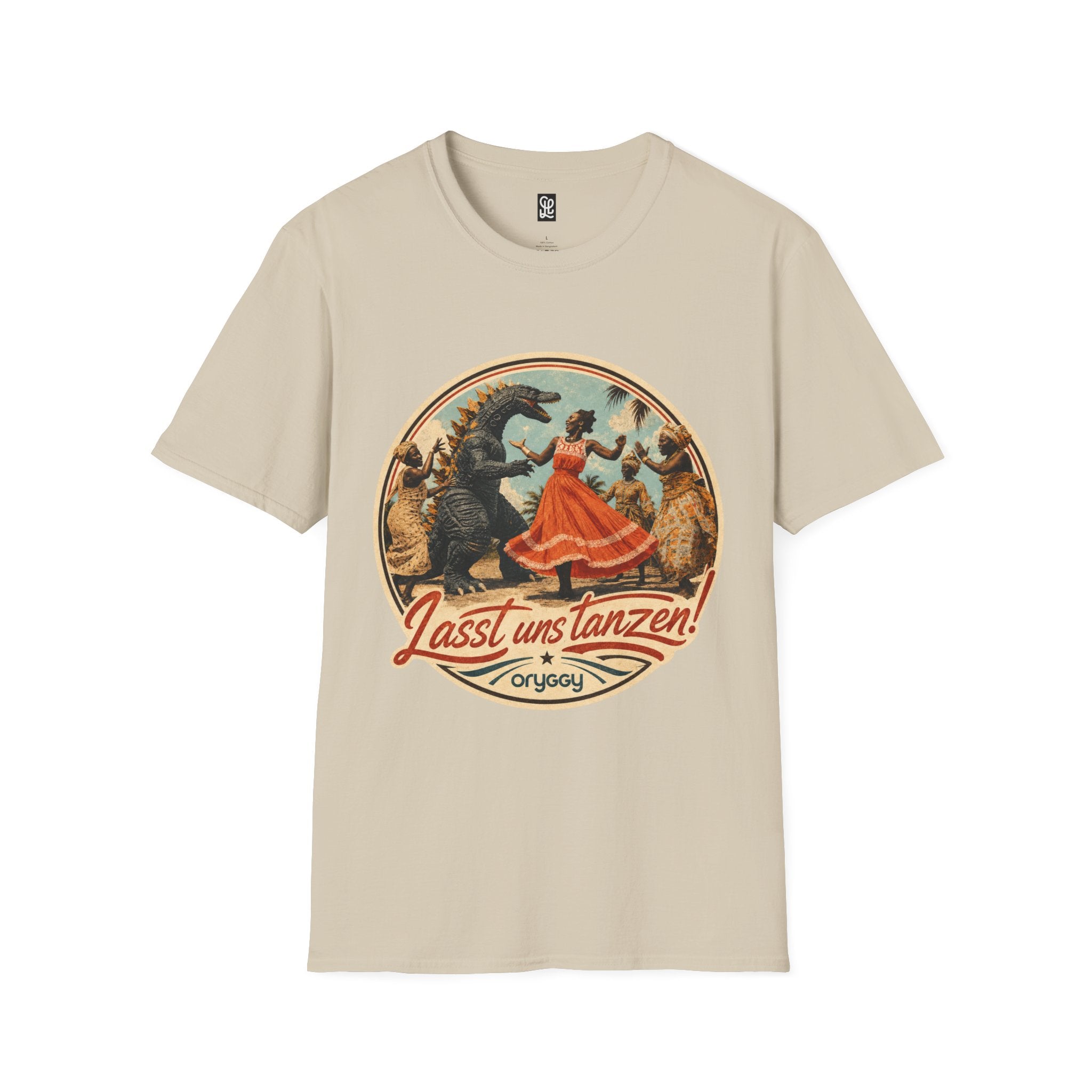 oryggy Originals Summer line Retro Dance Godzilla T-Shirt — Vintage 'Lasst uns tanzen' Graphic