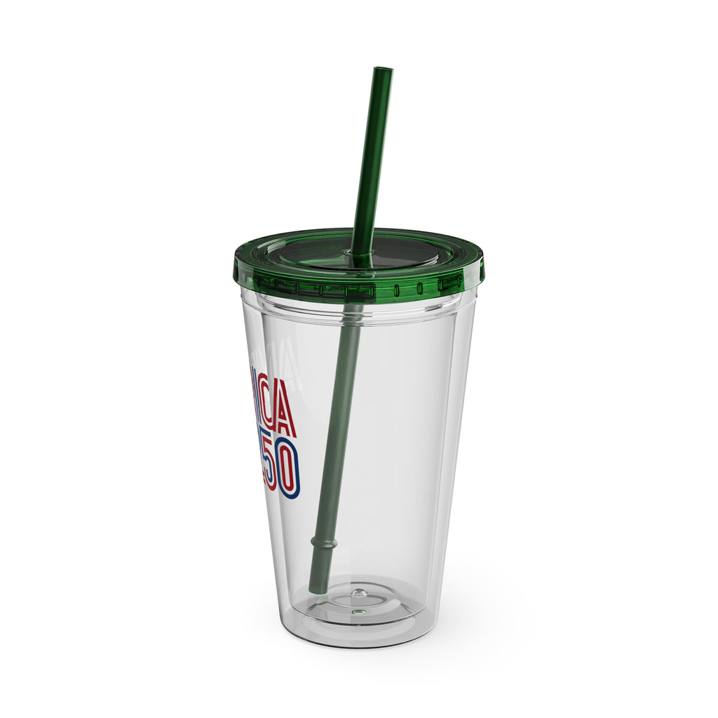 America 250 Tumbler | 16oz Clear Straw Cup