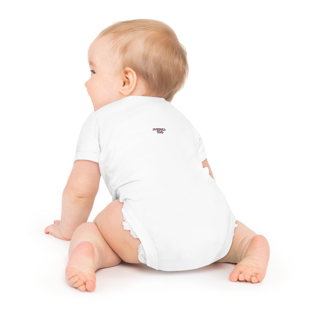 America 250 Baby Bodysuit — Retro Red & Blue Independence Day Onesie
