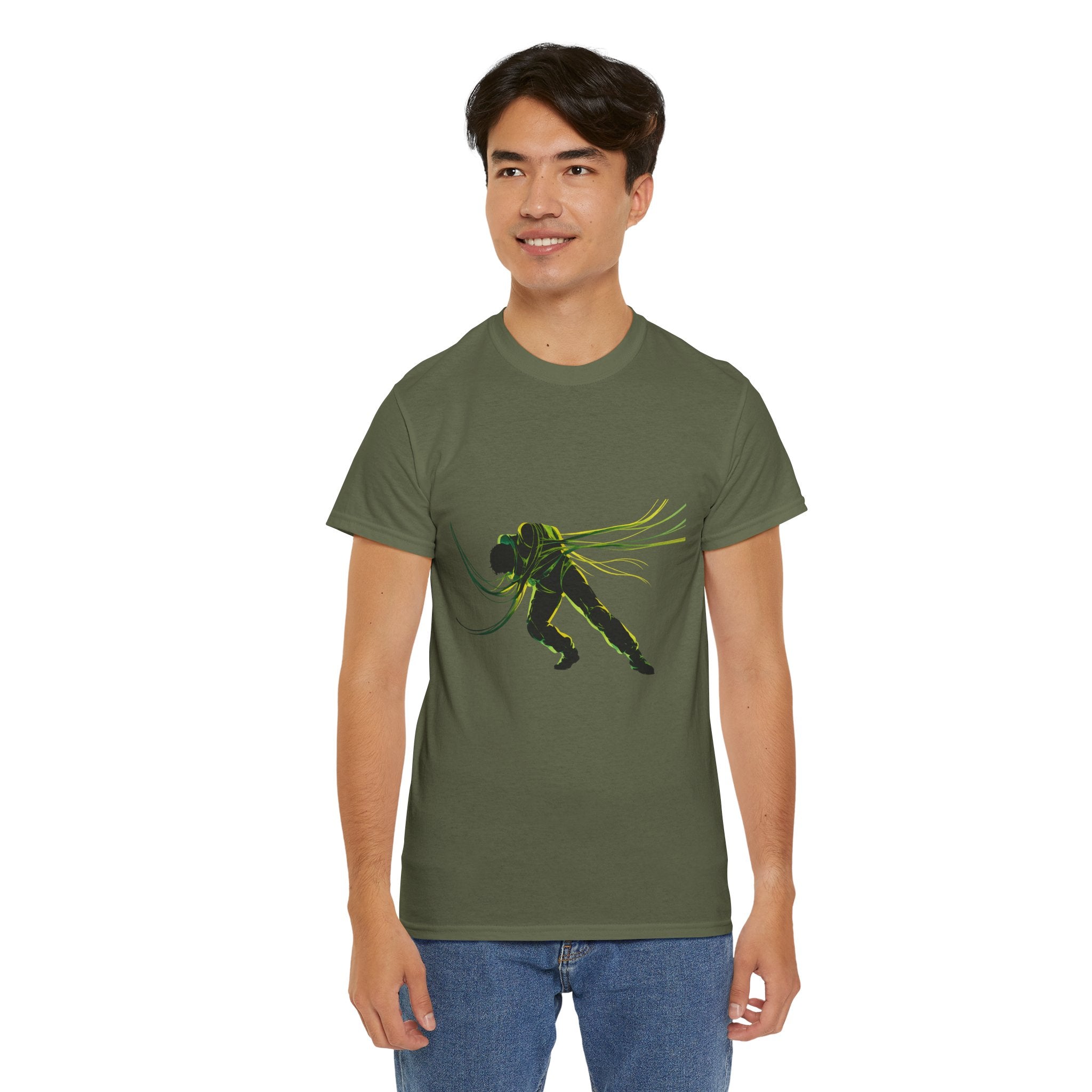 oryggy Originals Summer line Tied Silhouette Tee — Neon Sci‑Fi Astronaut Graphic T-Shirt