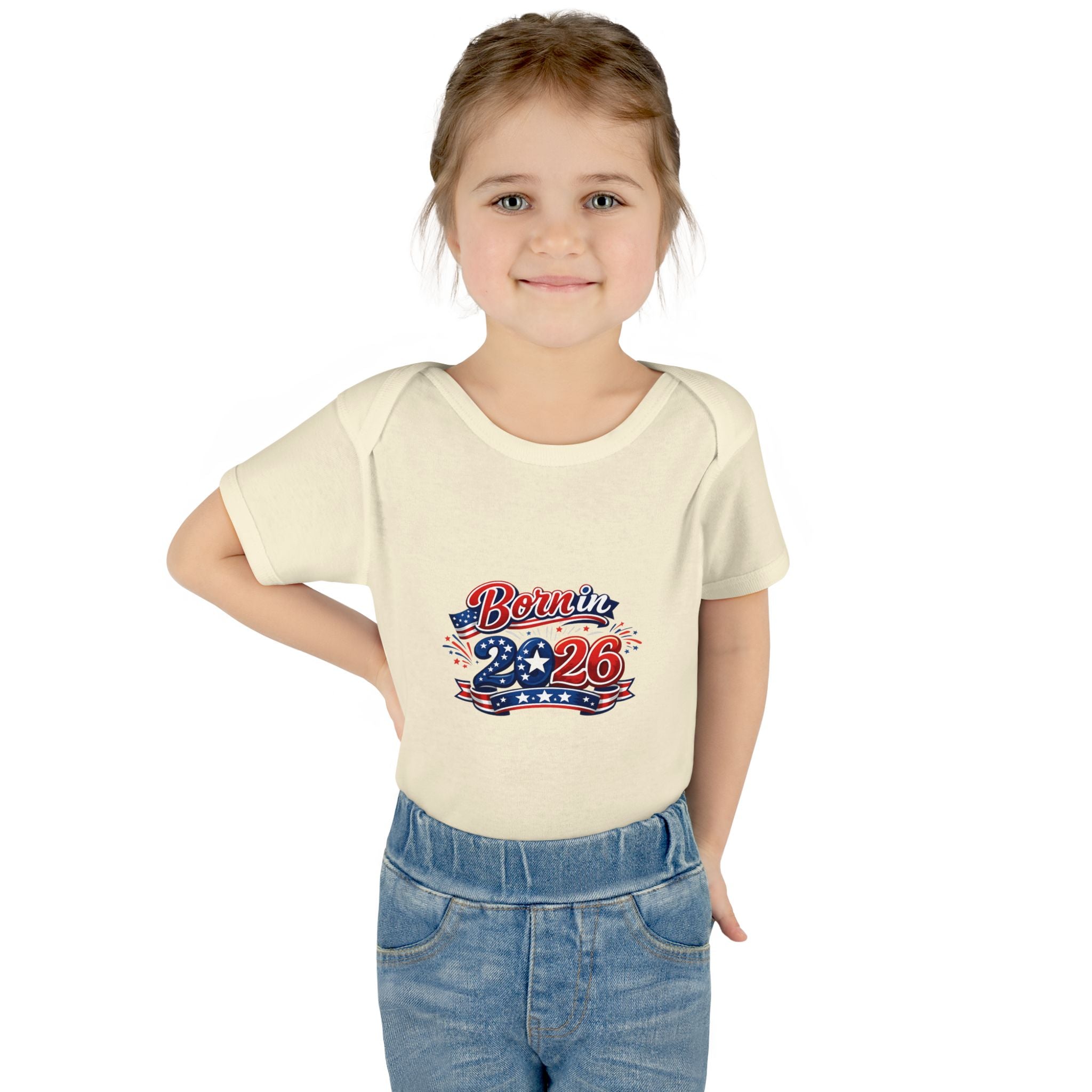 America 250 Born in 2026 Baby Bodysuit — Patriotic USA Infant Onesie