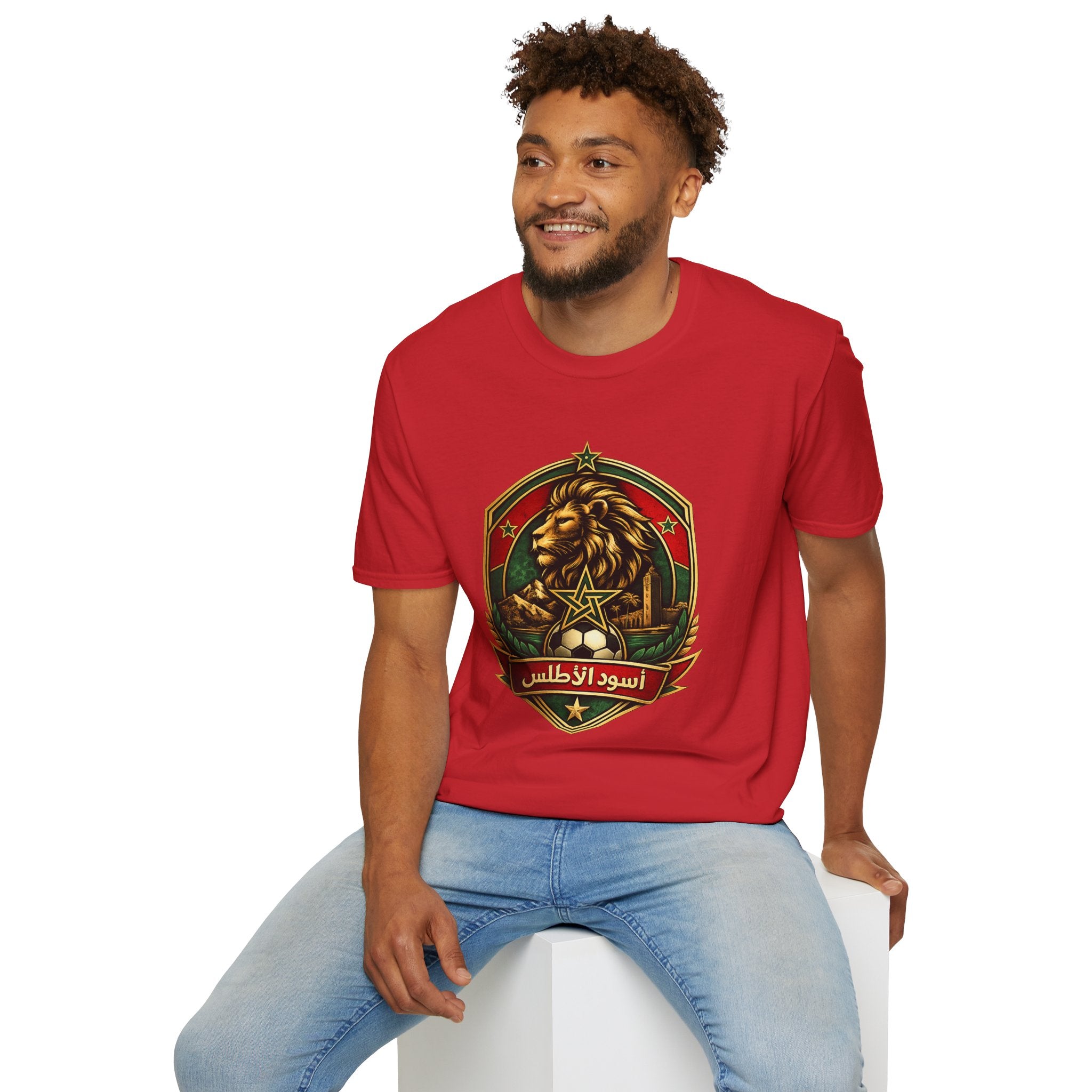 FIFA World Cup 2026 Morocco Lion Emblem T-Shirt — Arabic Script Retro Crest Tee - Oryggy
