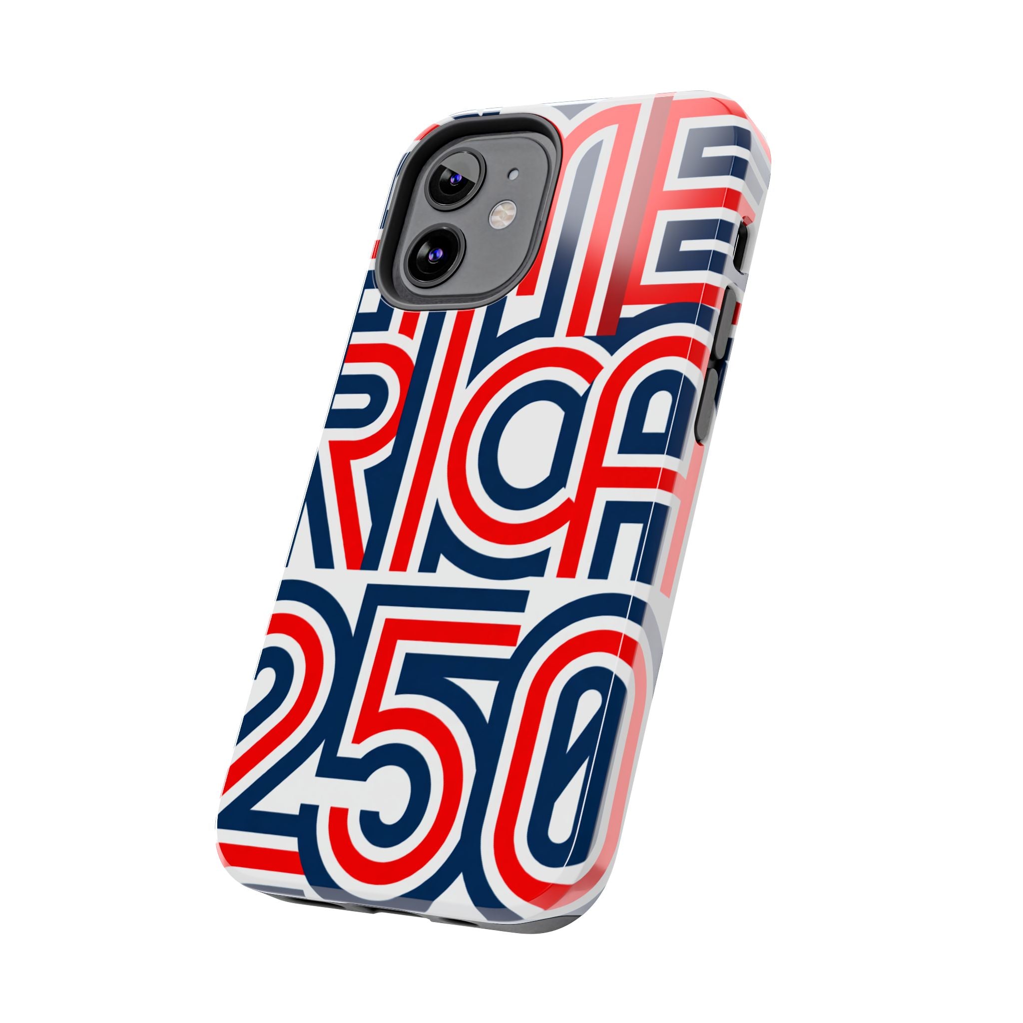 Patriotic 'America 250' Tough Phone Case – Red, White & Blue Retro Typography