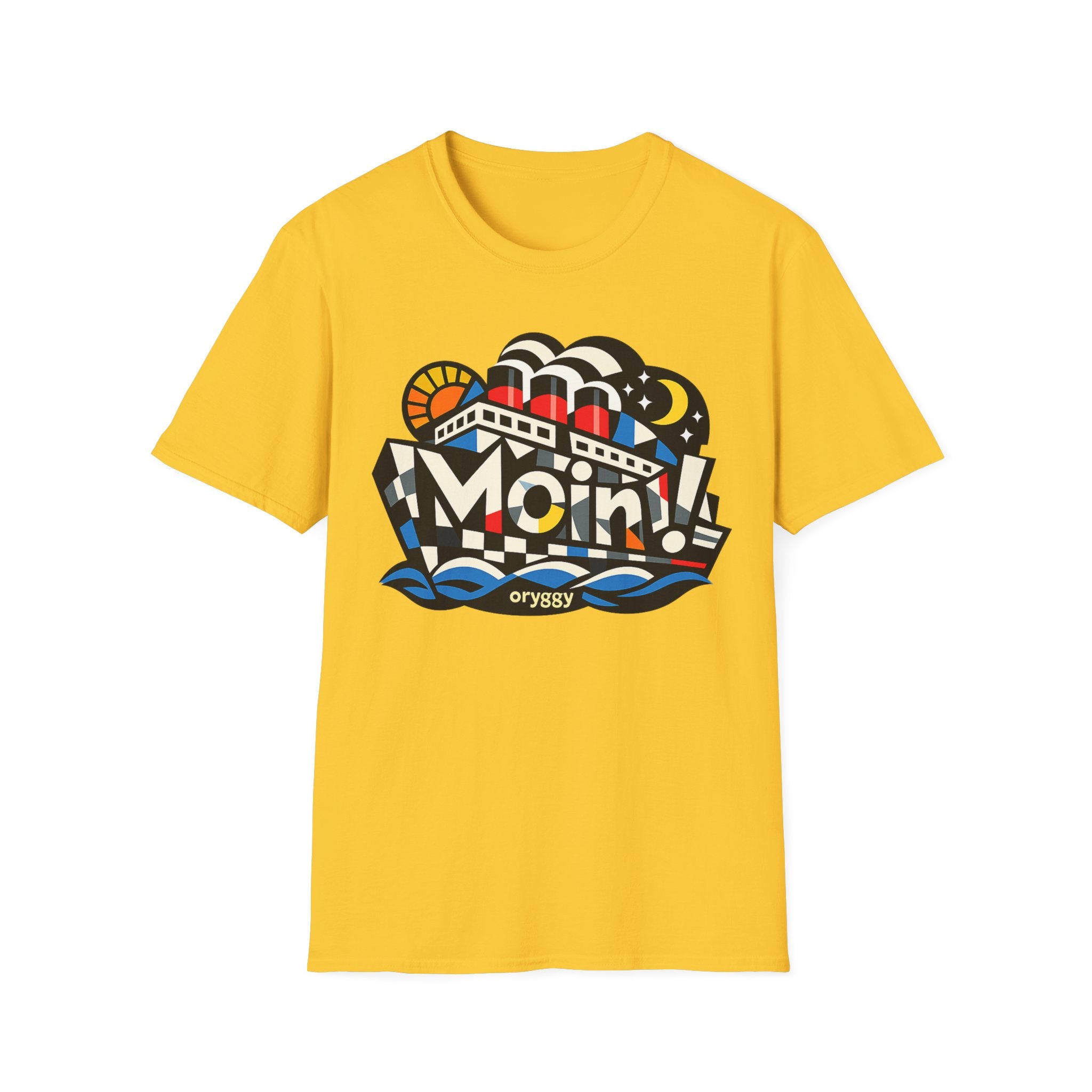 oryggy Originals Summer line T-Shirt — Colorful Retro Nautical 'Moin!' Graphic Tee