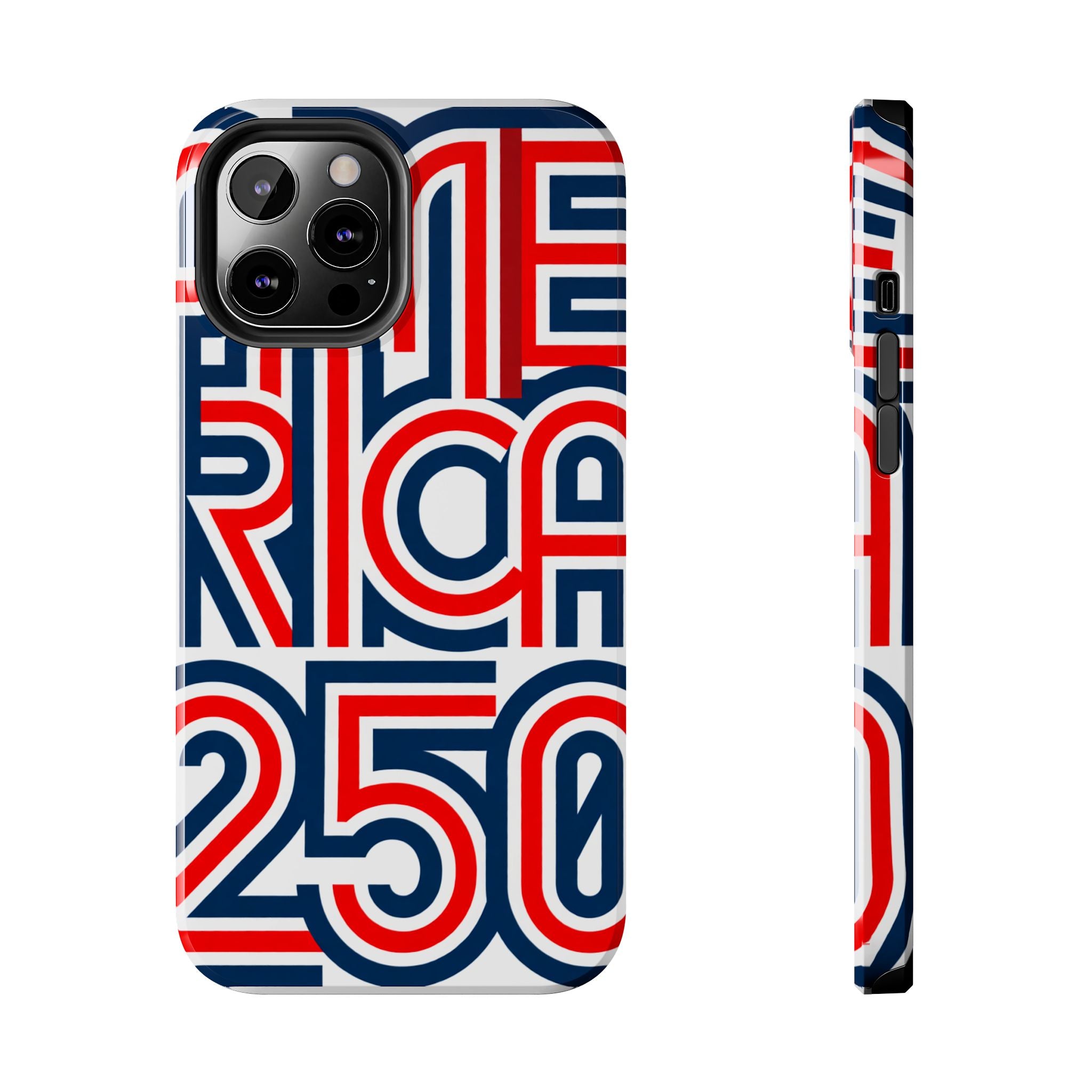 Patriotic 'America 250' Tough Phone Case – Red, White & Blue Retro Typography