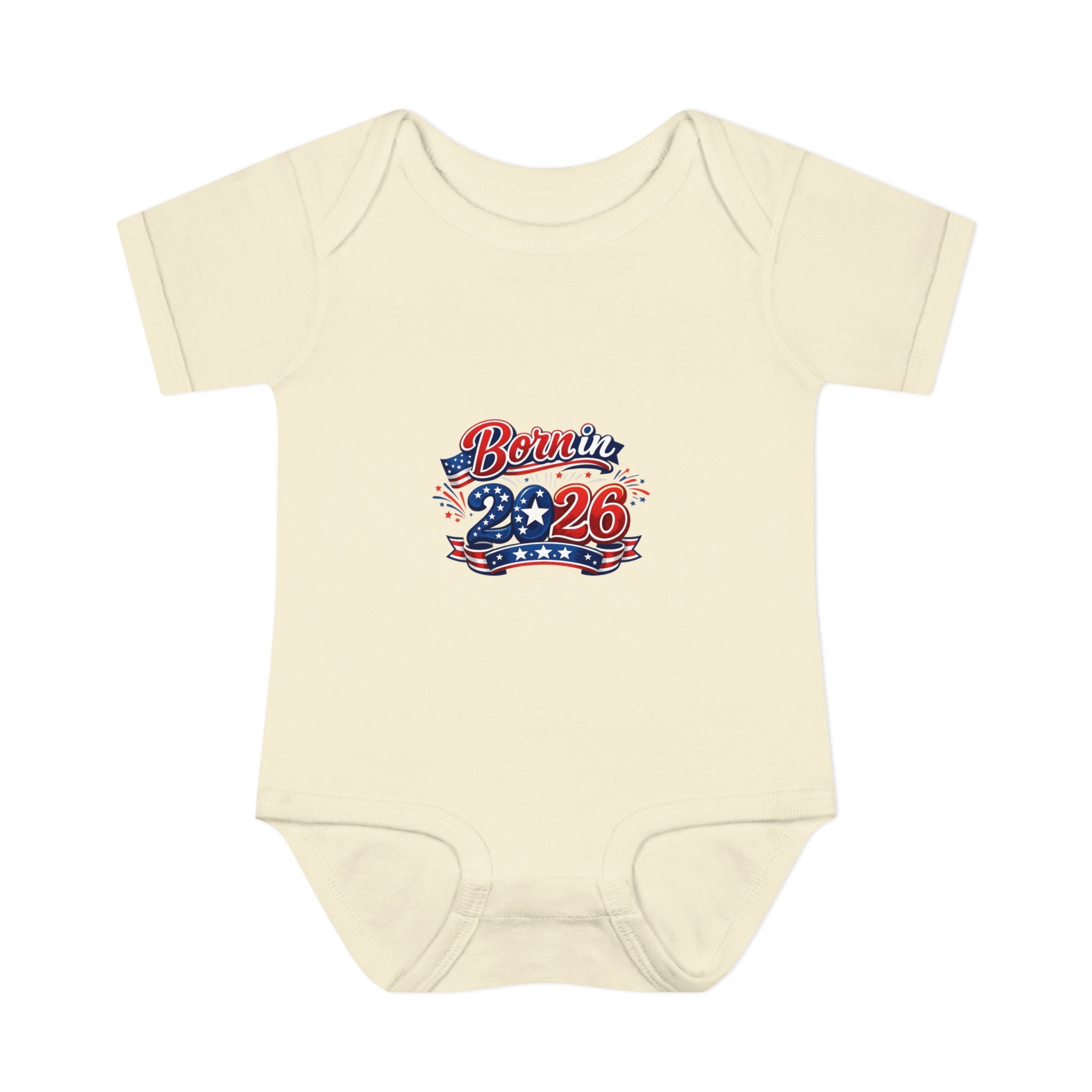 America 250 Personalized Baby Bodysuit - 'Born in 2026' Patriotic Infant One-Piece (Custom Back Text)