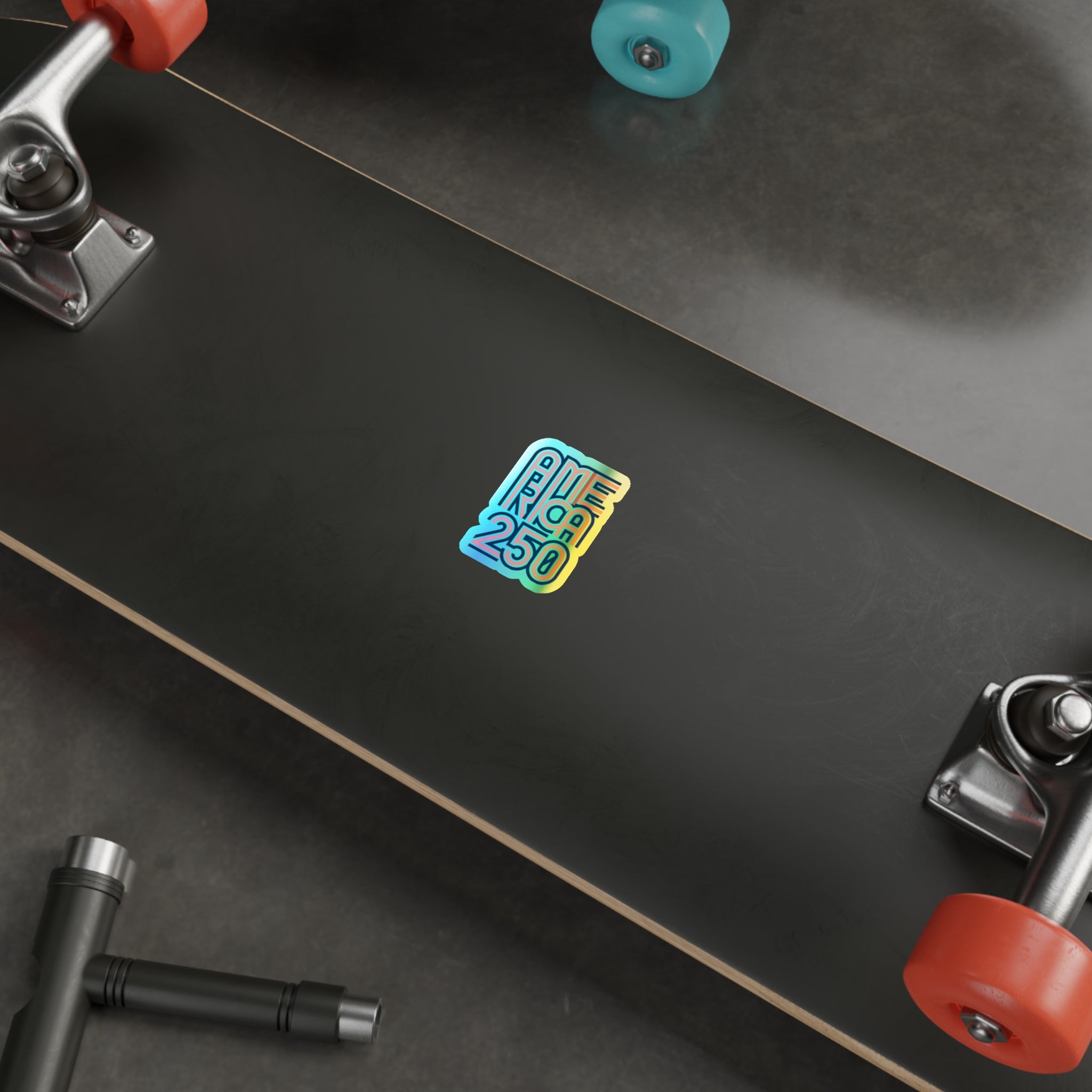 America 250 Retro Neon Typography Sticker | Holographic Die-cut Sticker
