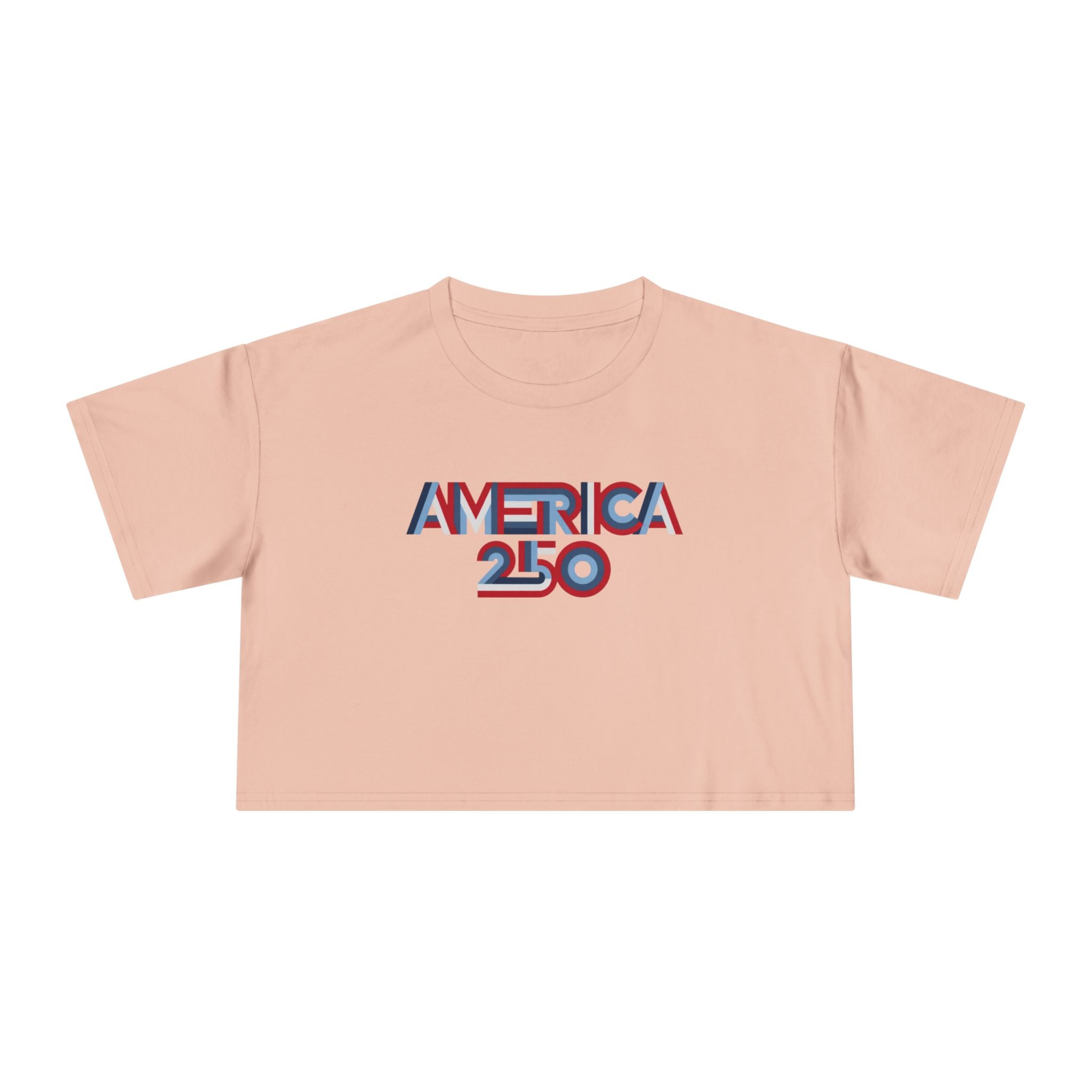 America 250 Crop Tee — Patriotic 3D Red & Blue Graphic