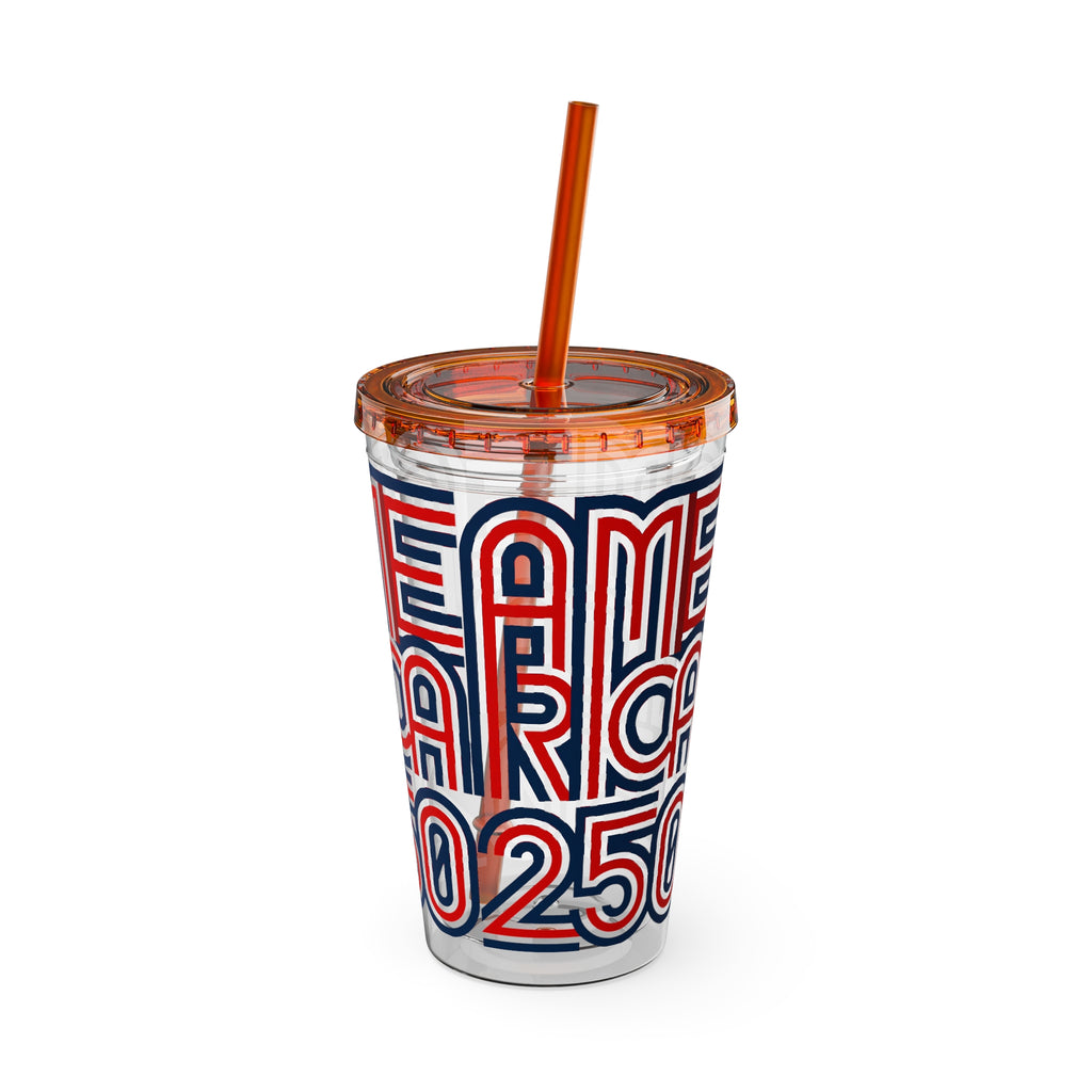America 250 Tumbler | Patriotic Red White Blue Straw Cup