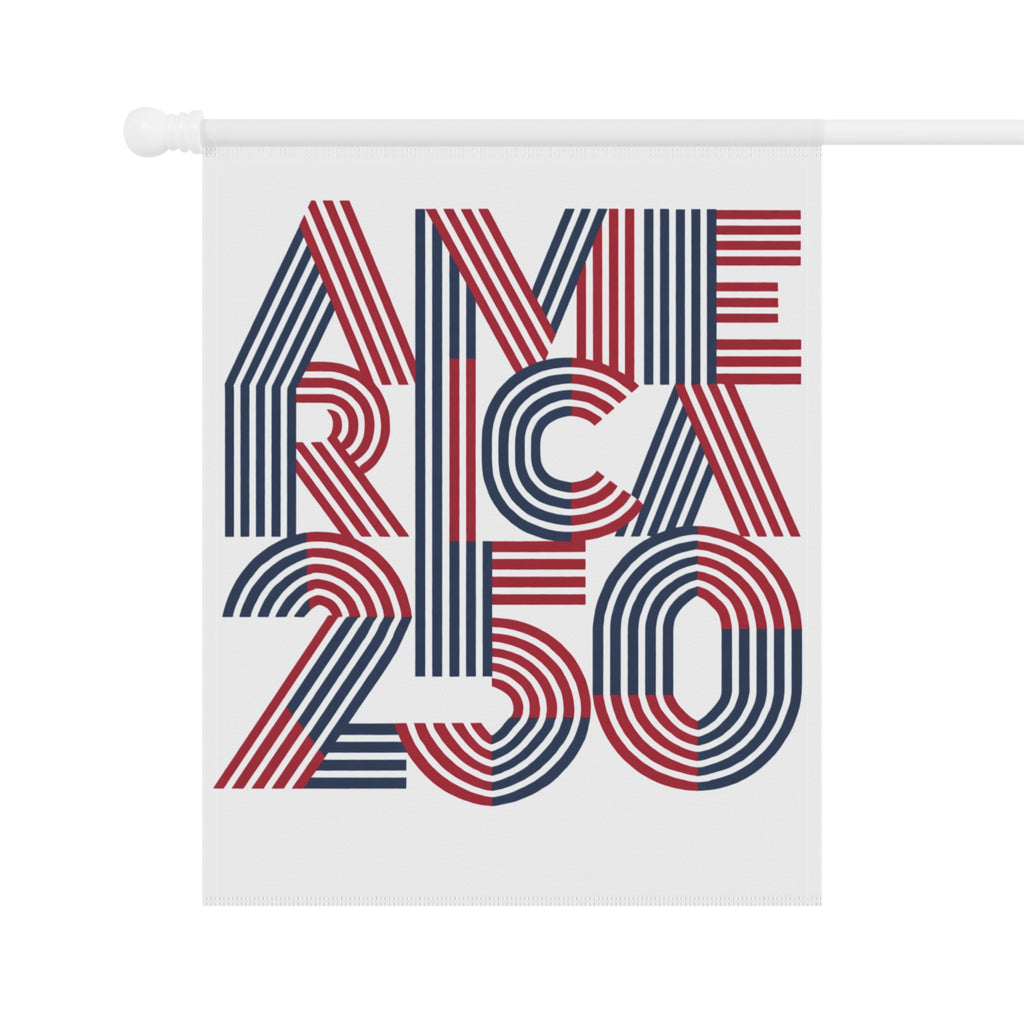 America 250 Garden & House Banner | Patriotic Flag Stripe Design