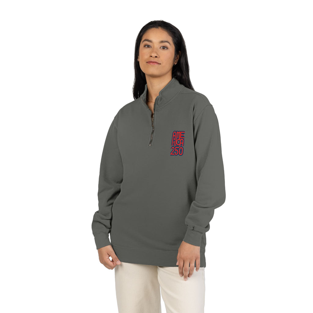 Quarter-Zip Sweatshirt — American Flag '250' Chest Logo