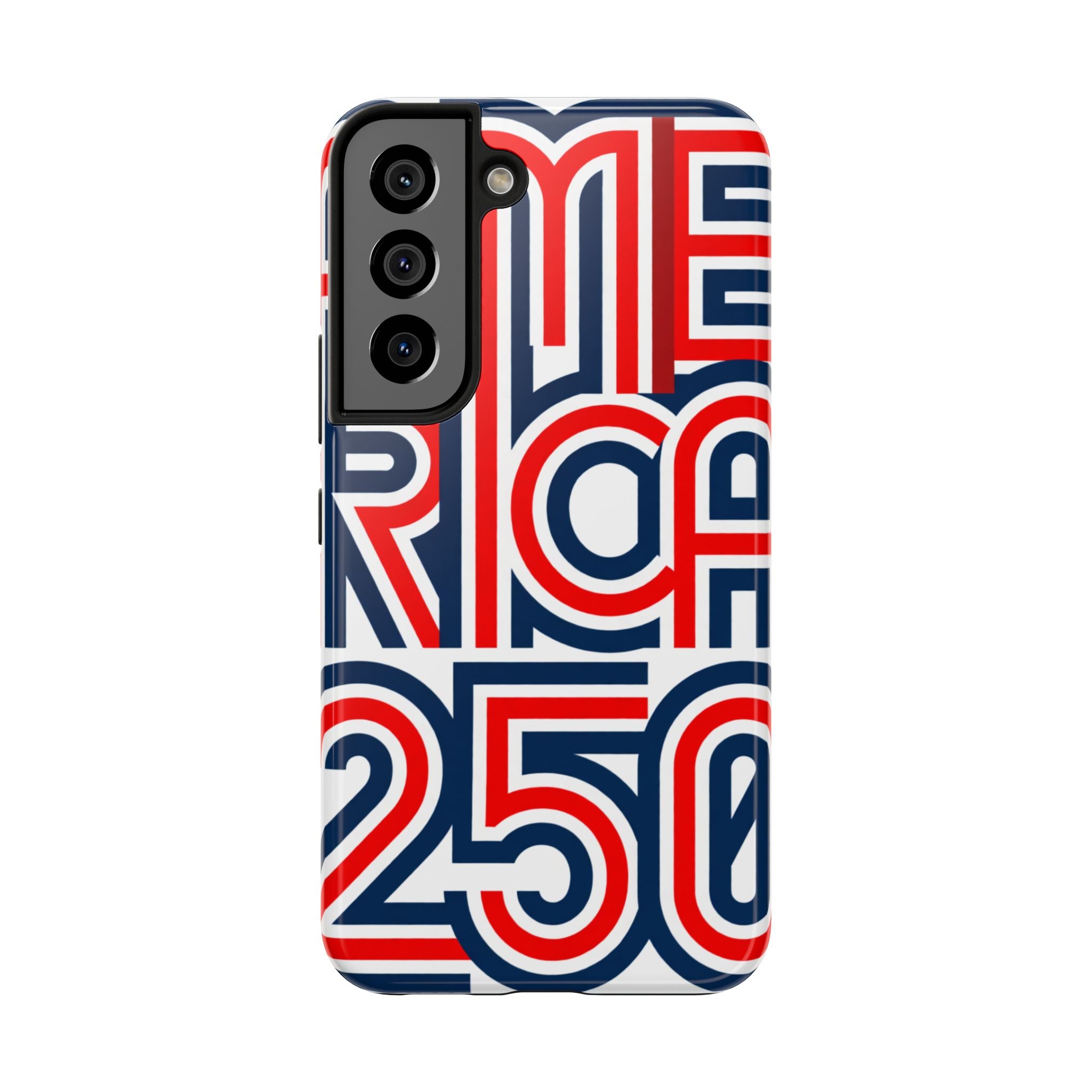 Patriotic 'America 250' Tough Phone Case – Red, White & Blue Retro Typography