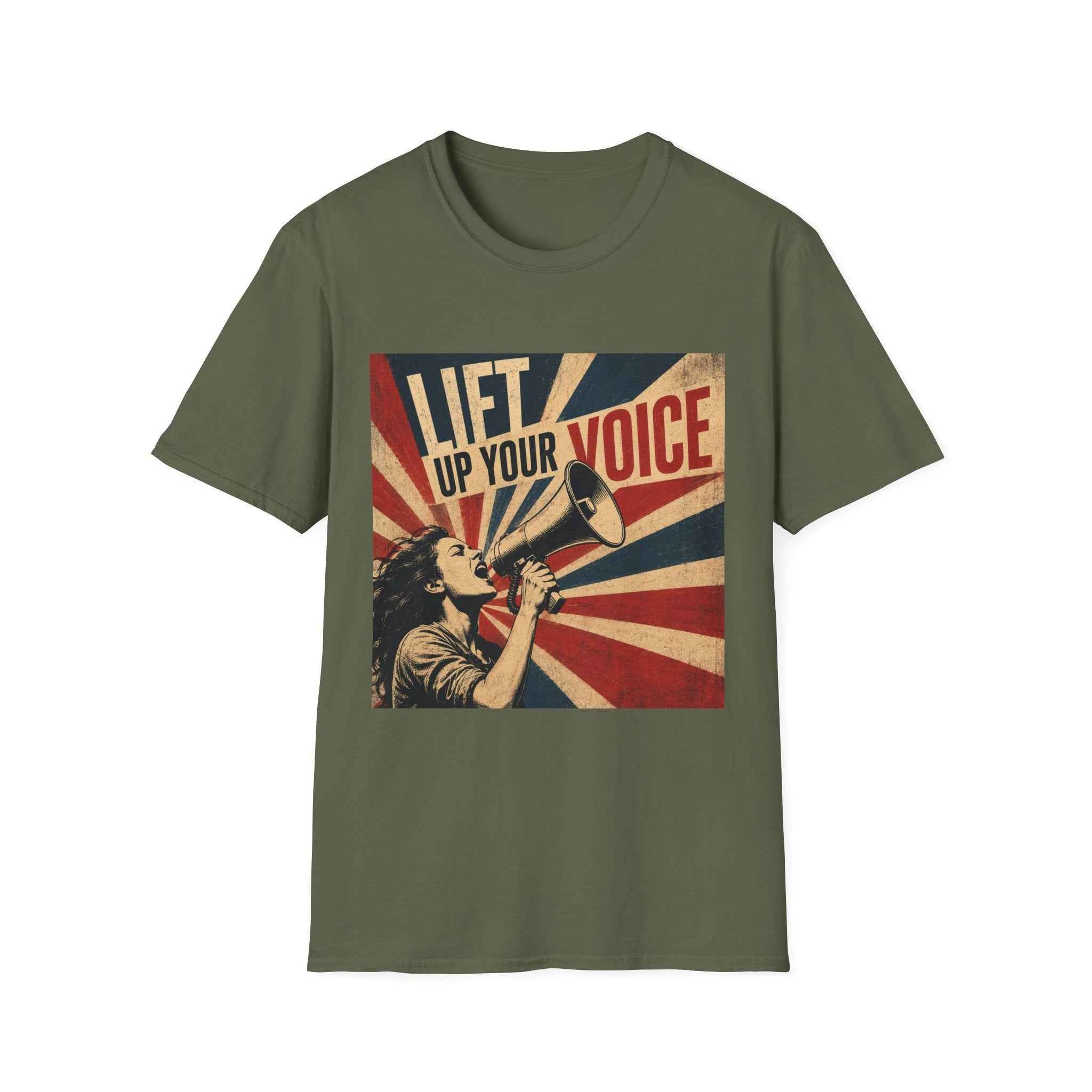oryggy Originals Summer line Lift Up Your Voice T-Shirt — Retro Megaphone Protest Tee